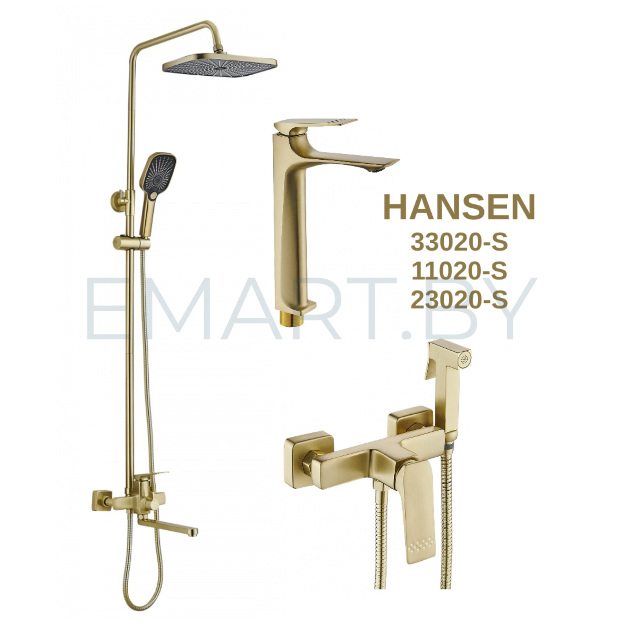 Комплект Hansen #H20 Душевая система Hansen 33020-S, смеситель 11020-S, гигиенический душ 23020-S