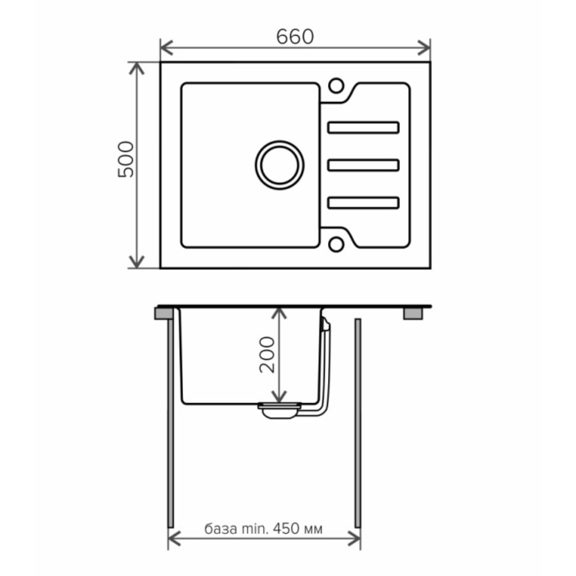 Кухонная мойка Tolero Ceramic glass TG-660 (черный) фото-2