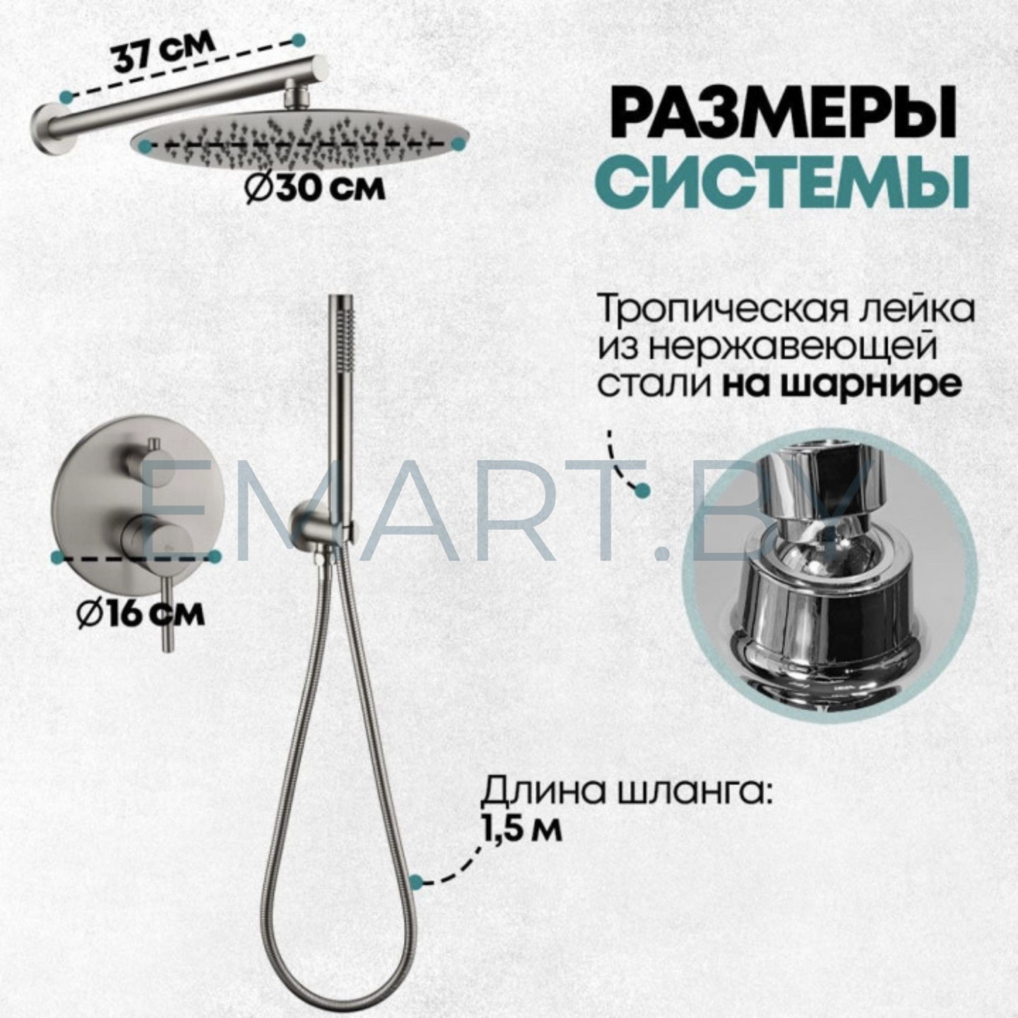 Душевая система GROCENBERG GB5099NK-1 скрытого монтажа фото-3