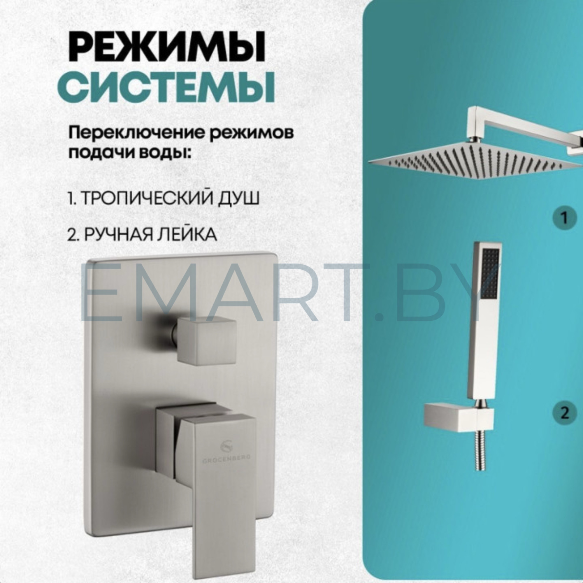Душевая система GROCENBERG GB5089NK-3 скрытого монтажа фото-4