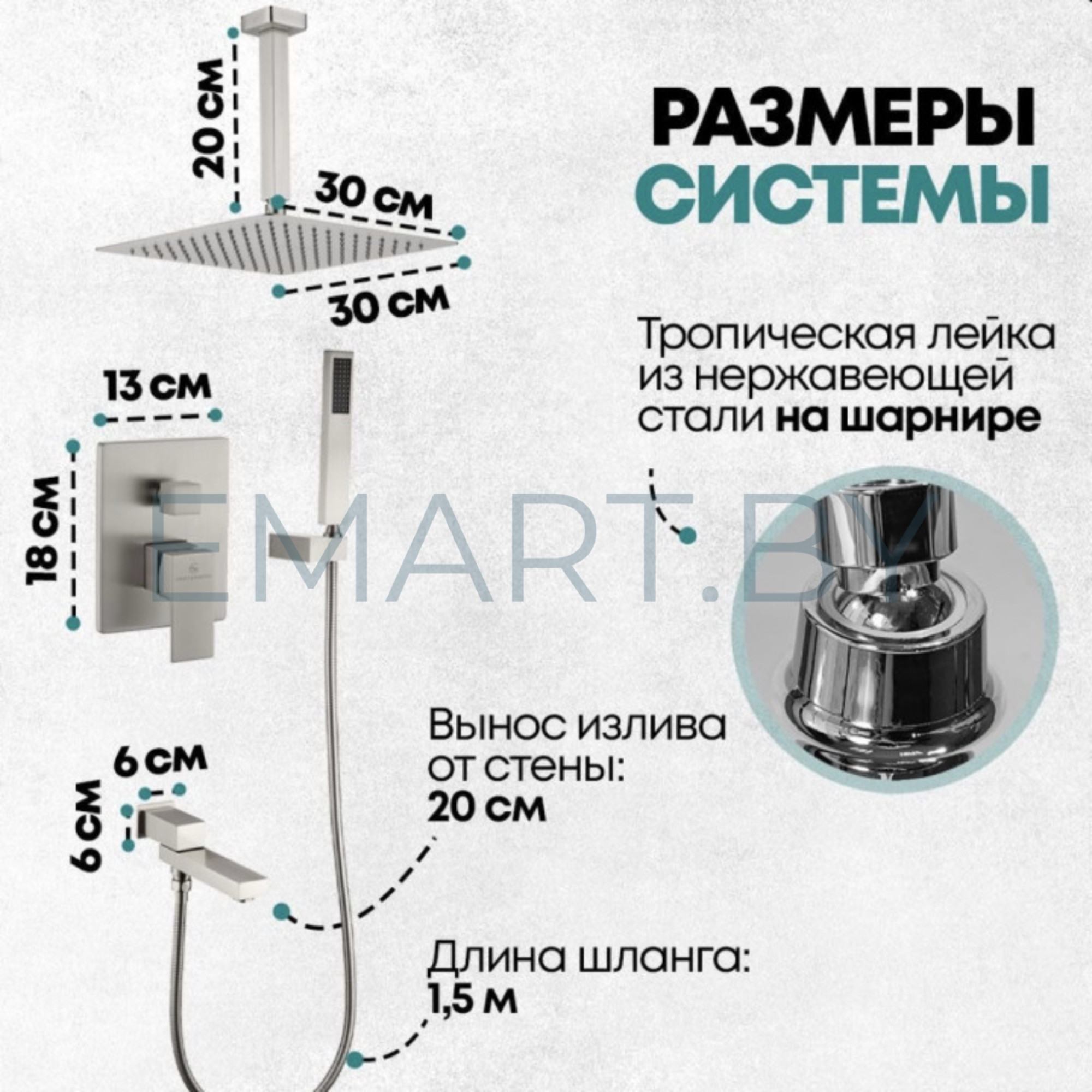 Душевая система GROCENBERG GB5089NK-2 скрытого монтажа фото-6