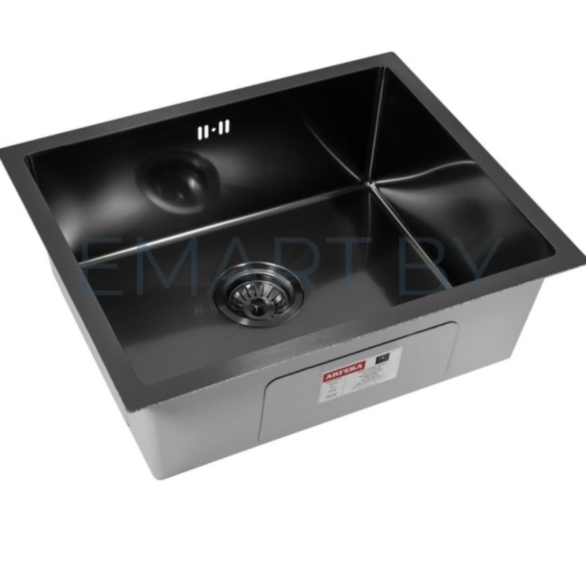 Кухонная мойка ARFEKA ECO AR 550*450 BLACK PVD NANO DECOR MILLET GRAINS фото-4