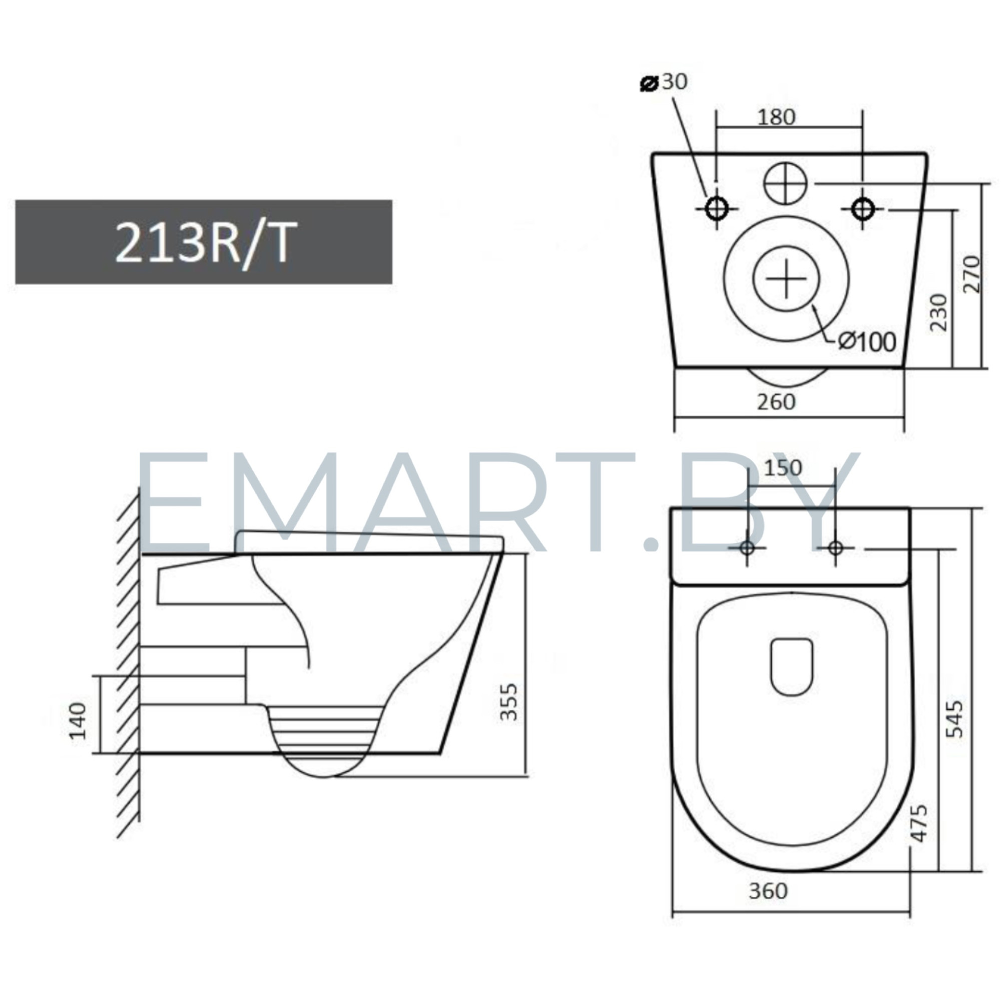 Унитаз подвесной Grado GD-W213R matt фото-4