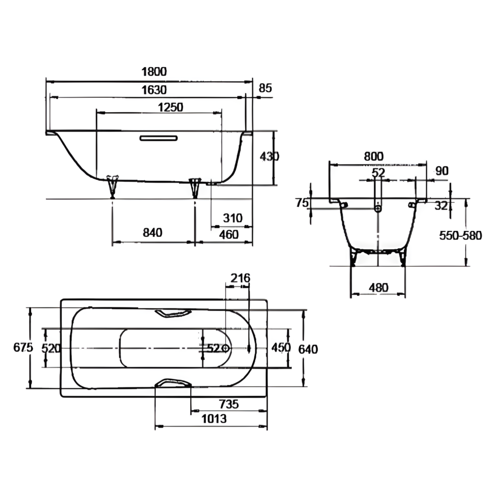 Ванна Kaldewei Saniform Plus 375-1 180x80 (easy-clean) фото-2