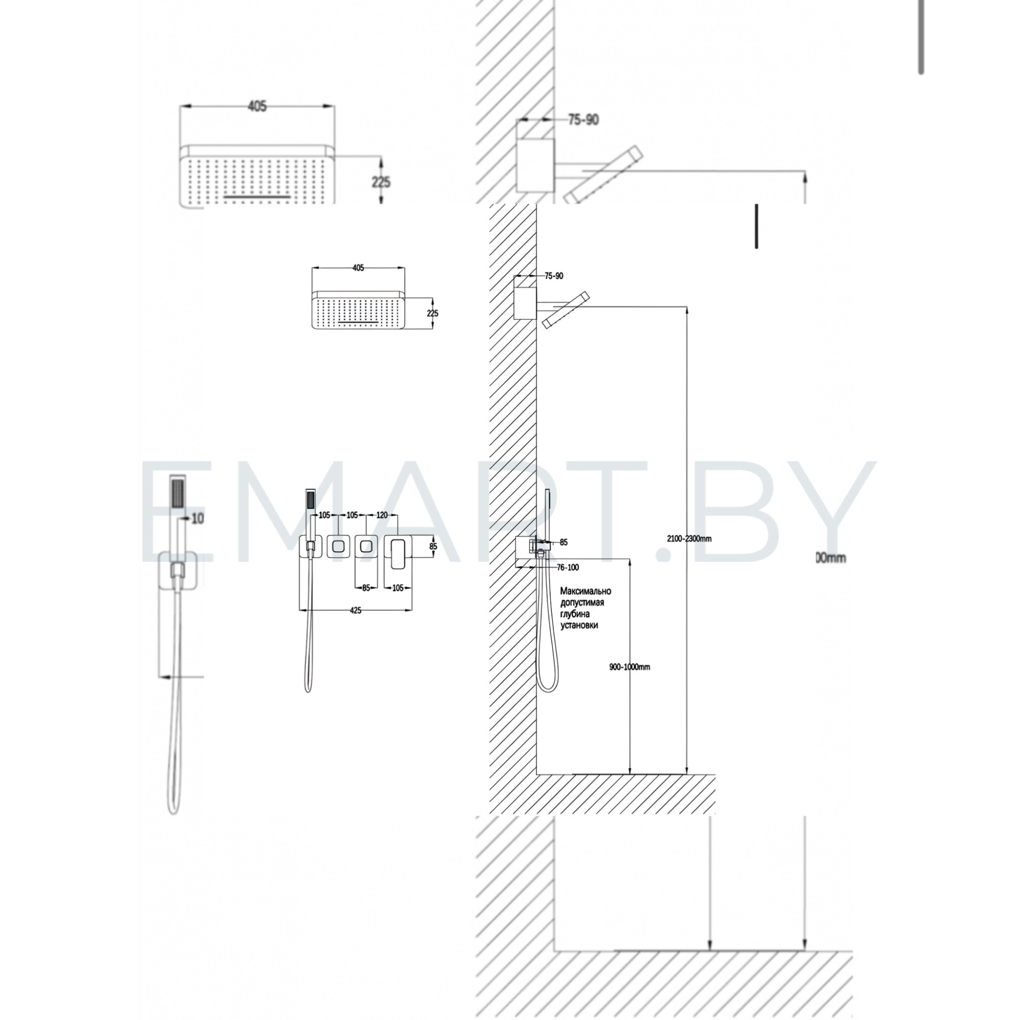 Душевая система  Grocenberg GB5030 (графит) фото-2