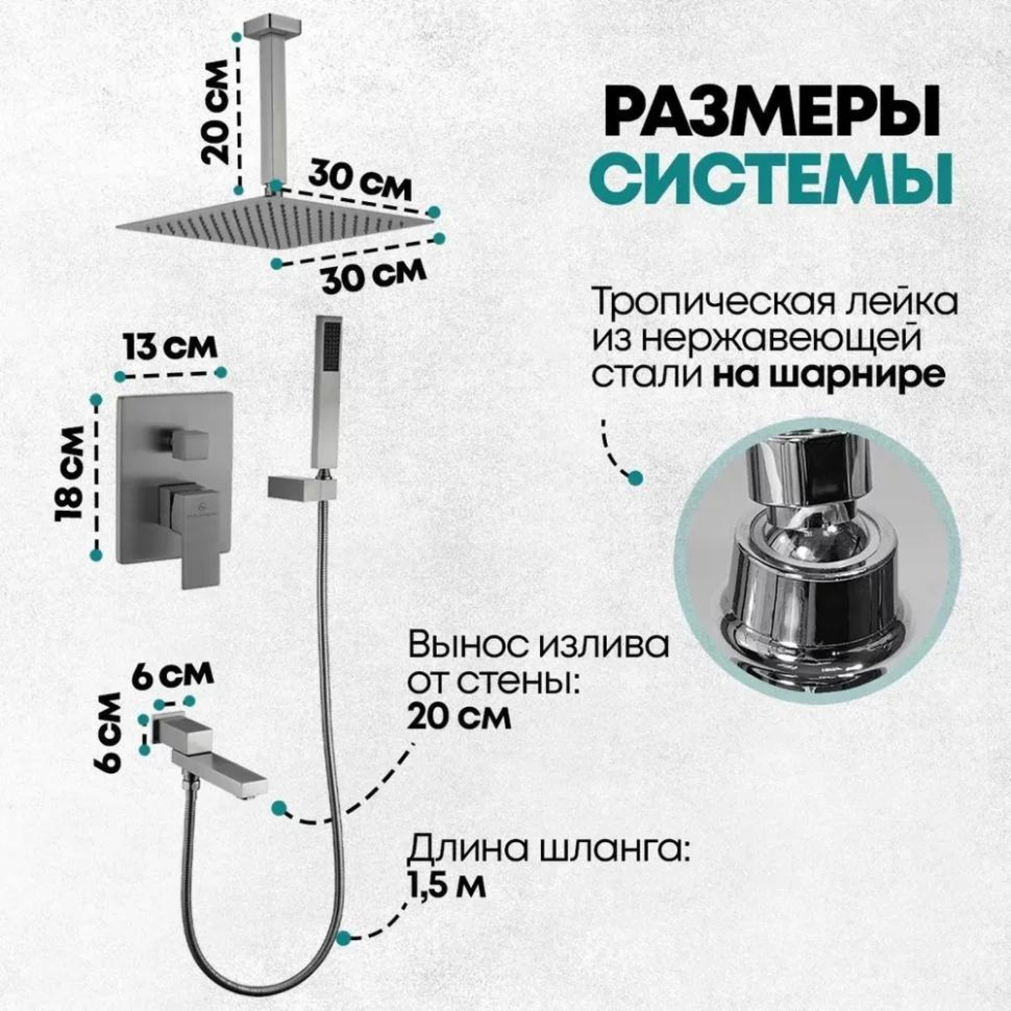 Душевая система  Grocenberg GB5089BG-2 (графит) фото-7