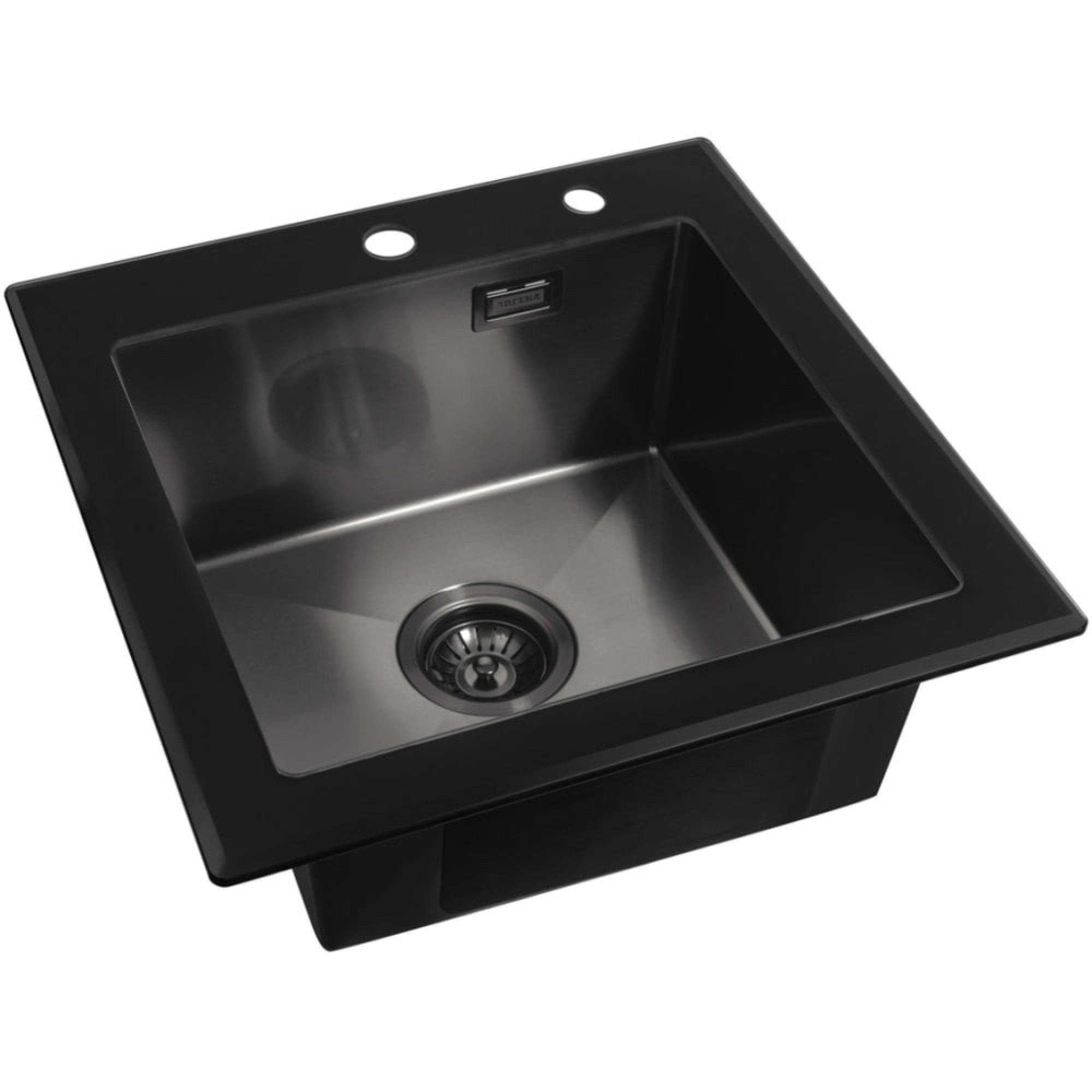 Кухонная мойка ARFEKA ECO AR 500*500 GS BLACK GLASS + BLACK PVD NANO фото-2