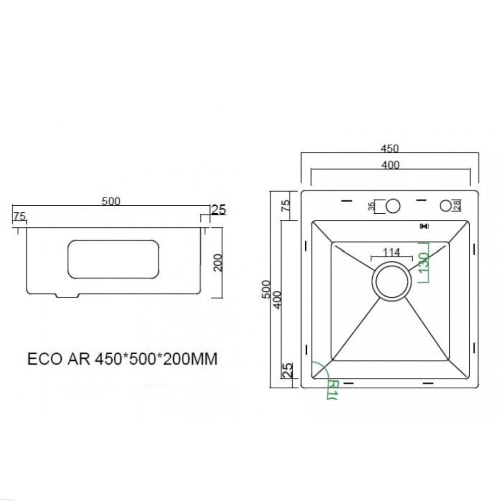 Кухонная мойка ARFEKA ECO AR 450*500 GOLD PVD NANO фото-5