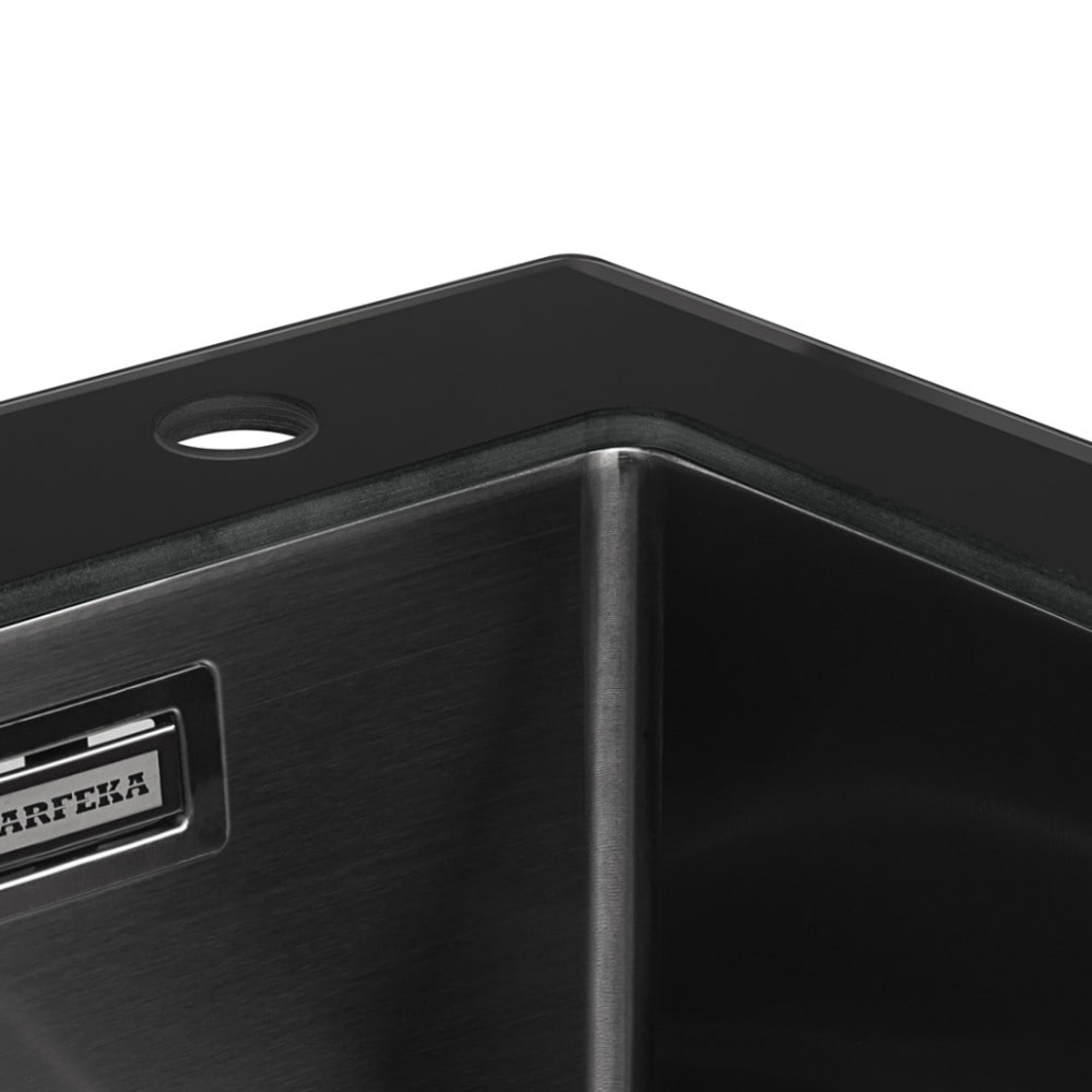 Кухонная мойка ARFEKA ECO AR 500*500 GS BLACK GLASS + BLACK PVD NANO фото-3