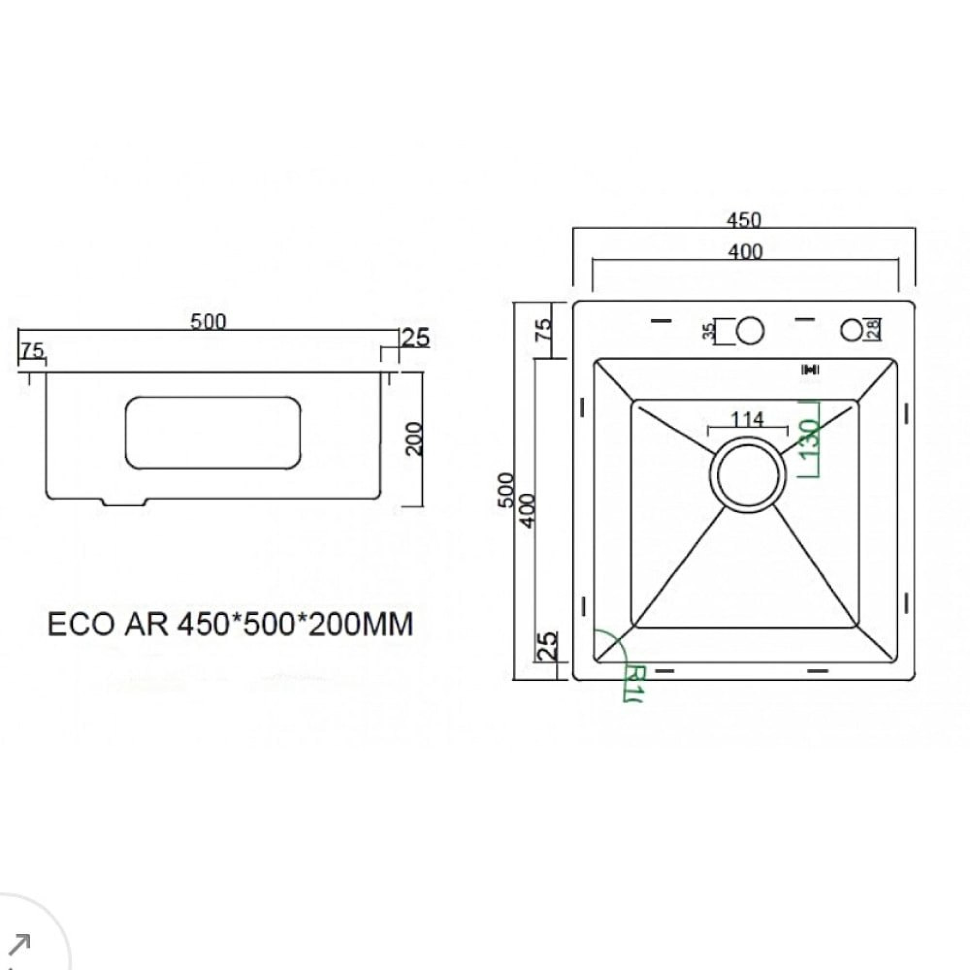 Кухонная мойка ARFEKA ECO AR 450*500 SATIN DECOR фото-6