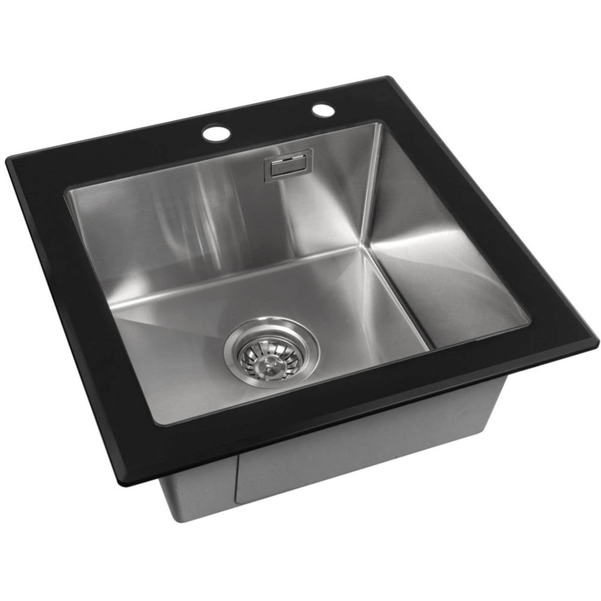 Кухонная мойка ARFEKA ECO AR 500*500 GS BLACK GLASS + SATIN фото-2