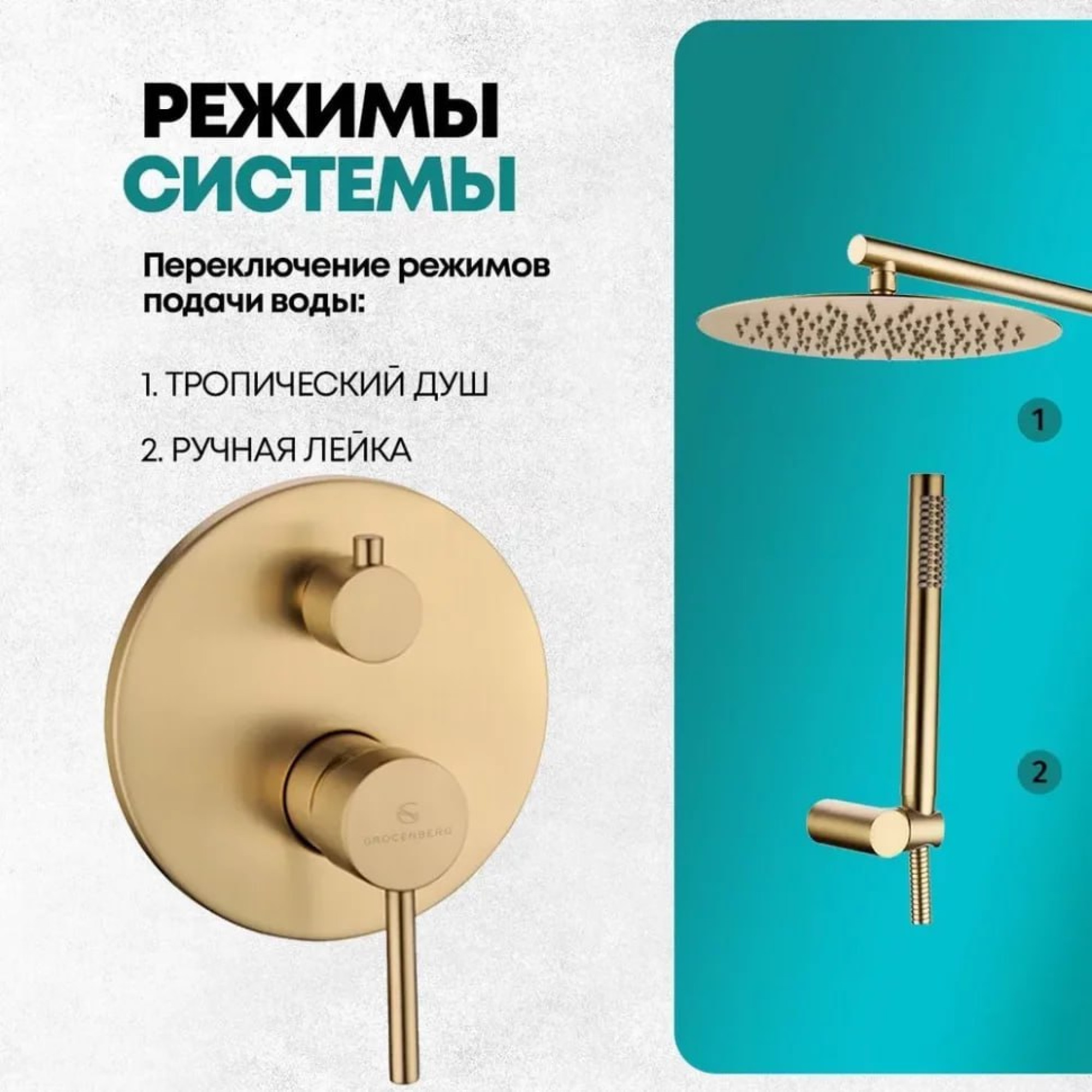Душевая система  Grocenberg GB5099MG-3 (золото матовый) фото-4