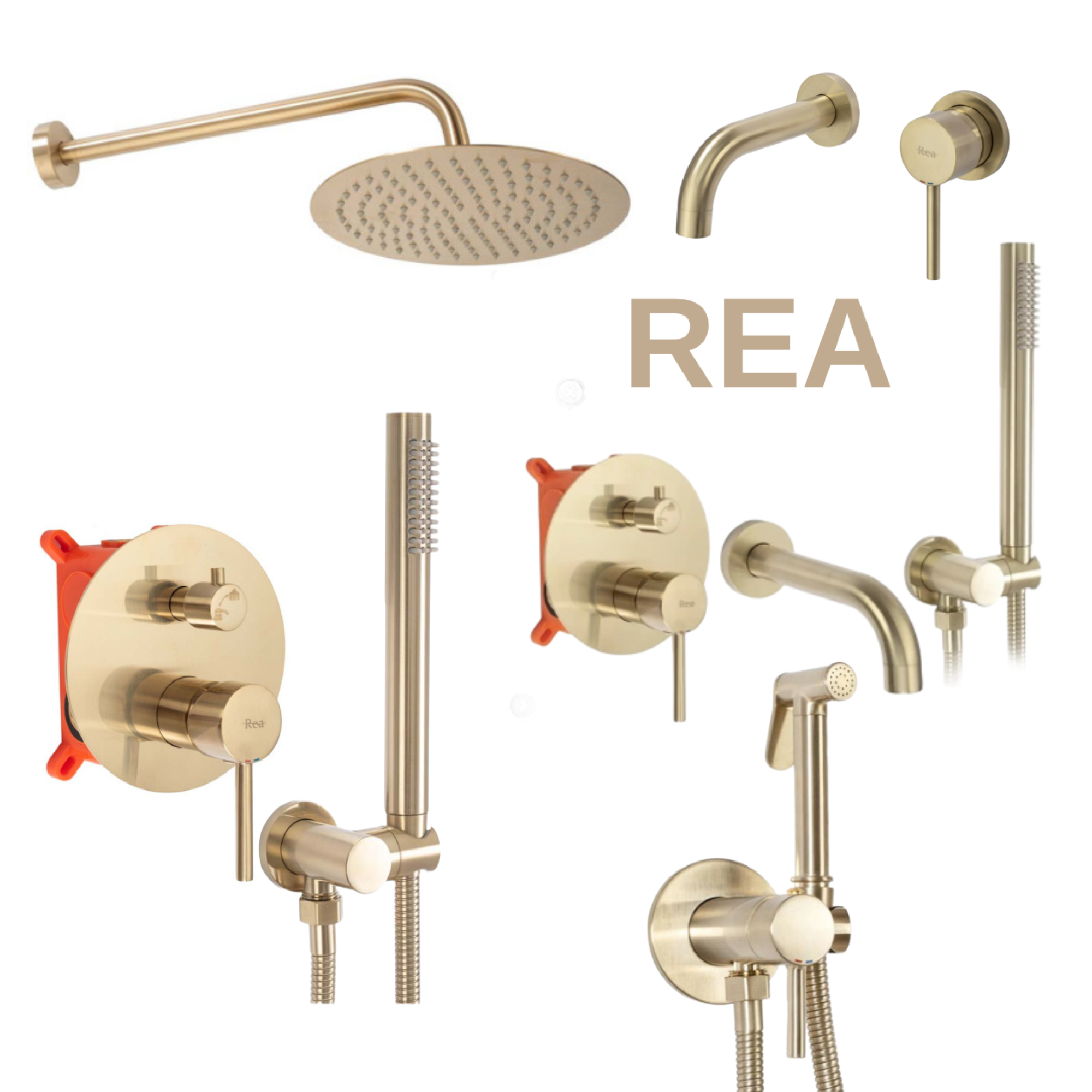 Комплект смесителей Rea Gold Matt Lungo P4160 B6311 B8652 B7503
