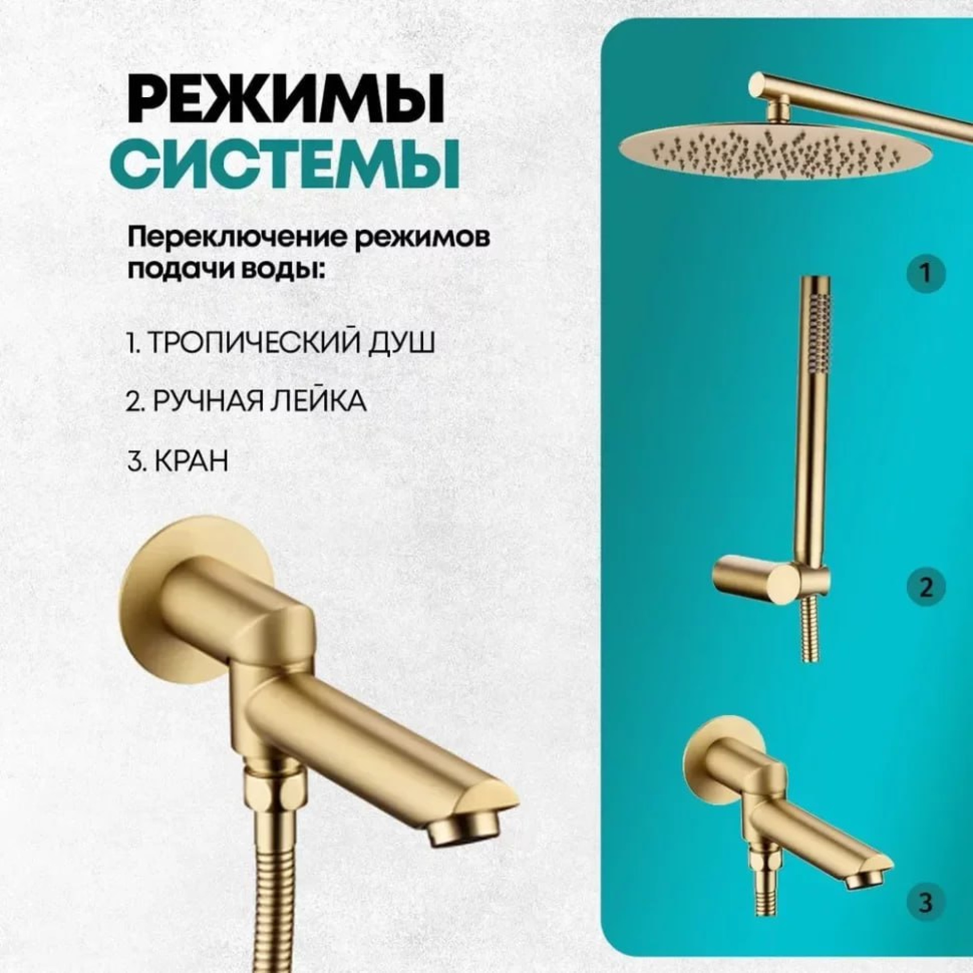 Душевая система  Grocenberg GB5099MG-1 (золото матовый) фото-5