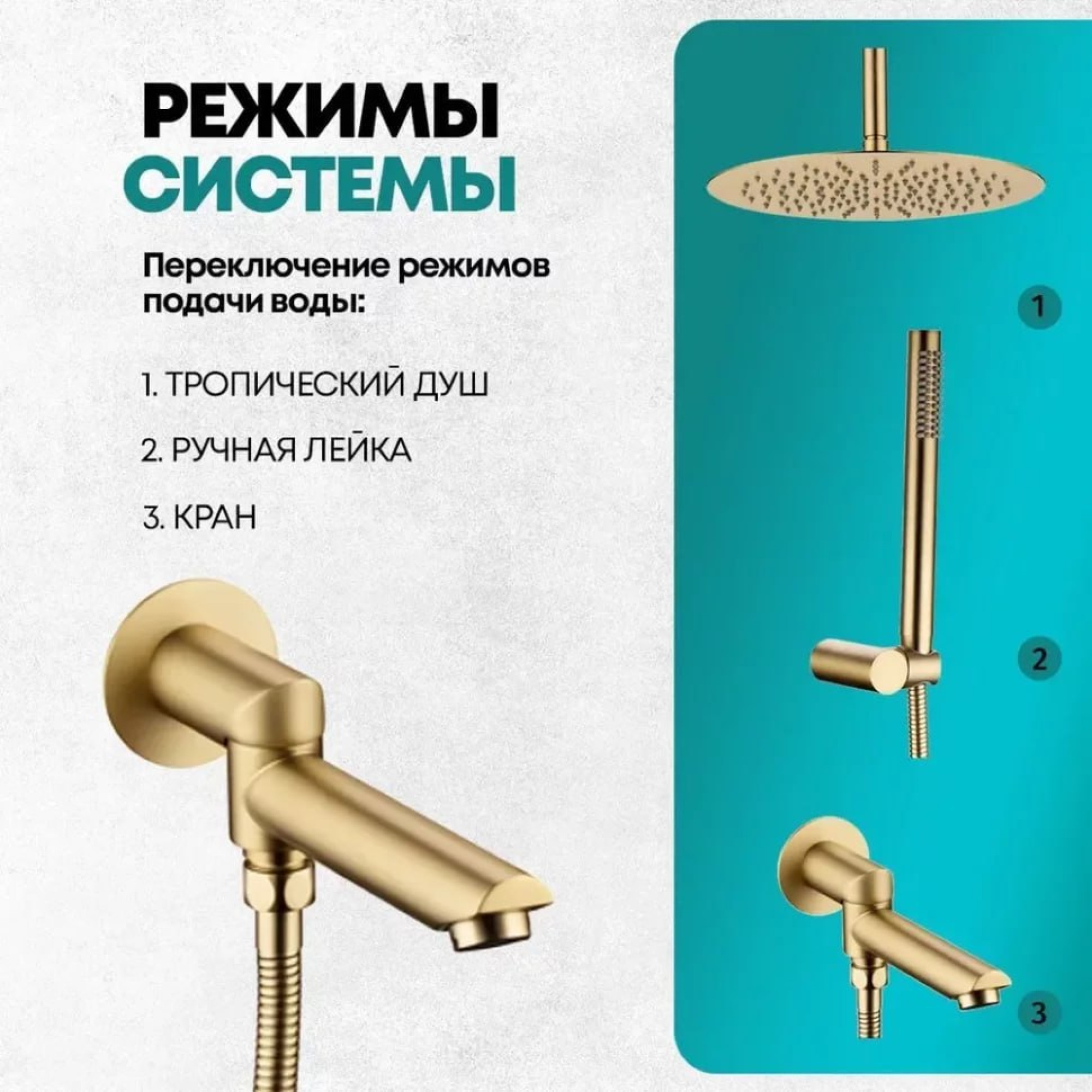 Душевая система  Grocenberg GB5099MG-2 (золото матовый) фото-8