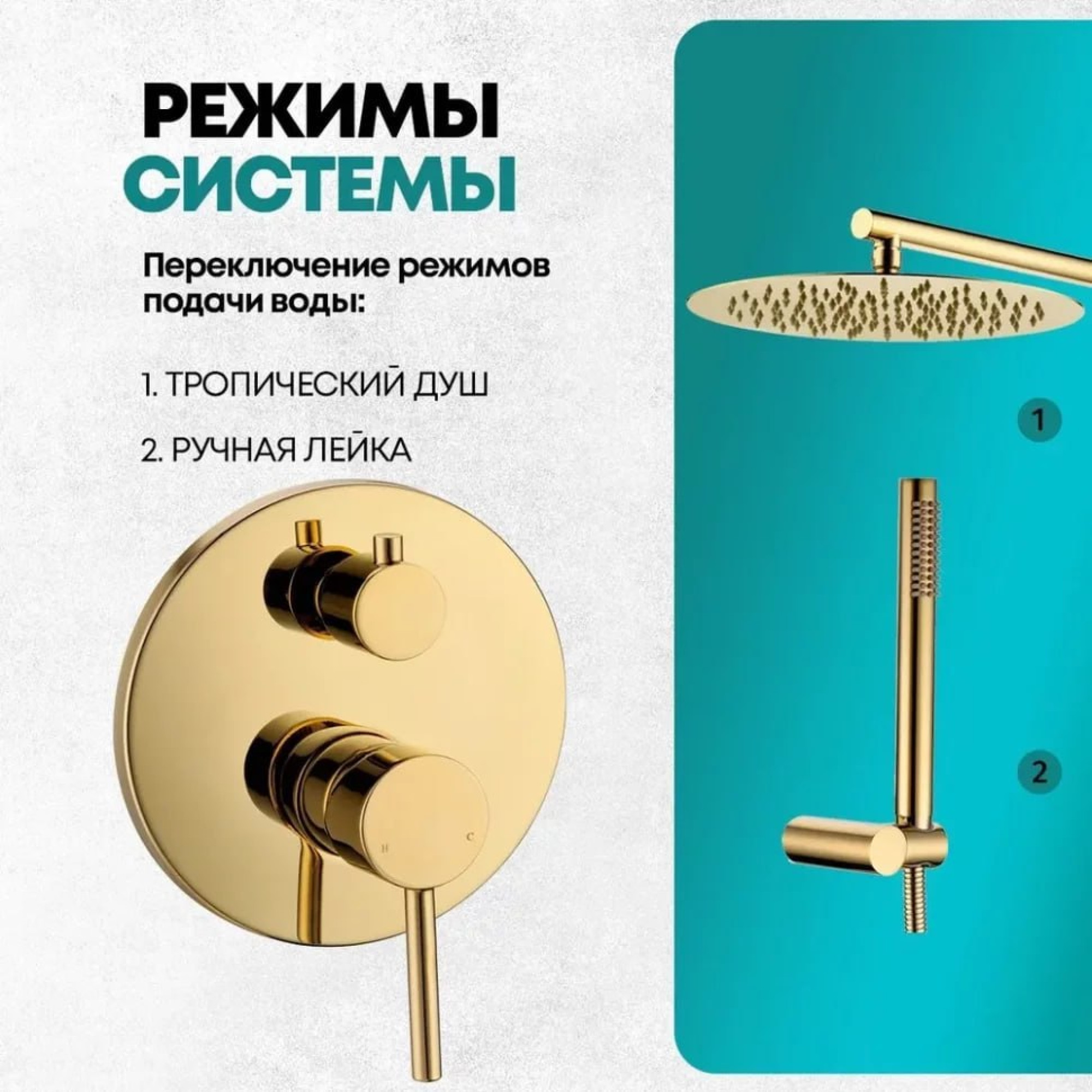 Душевая система  Grocenberg GB5099GO-3 (золото глянец) фото-7