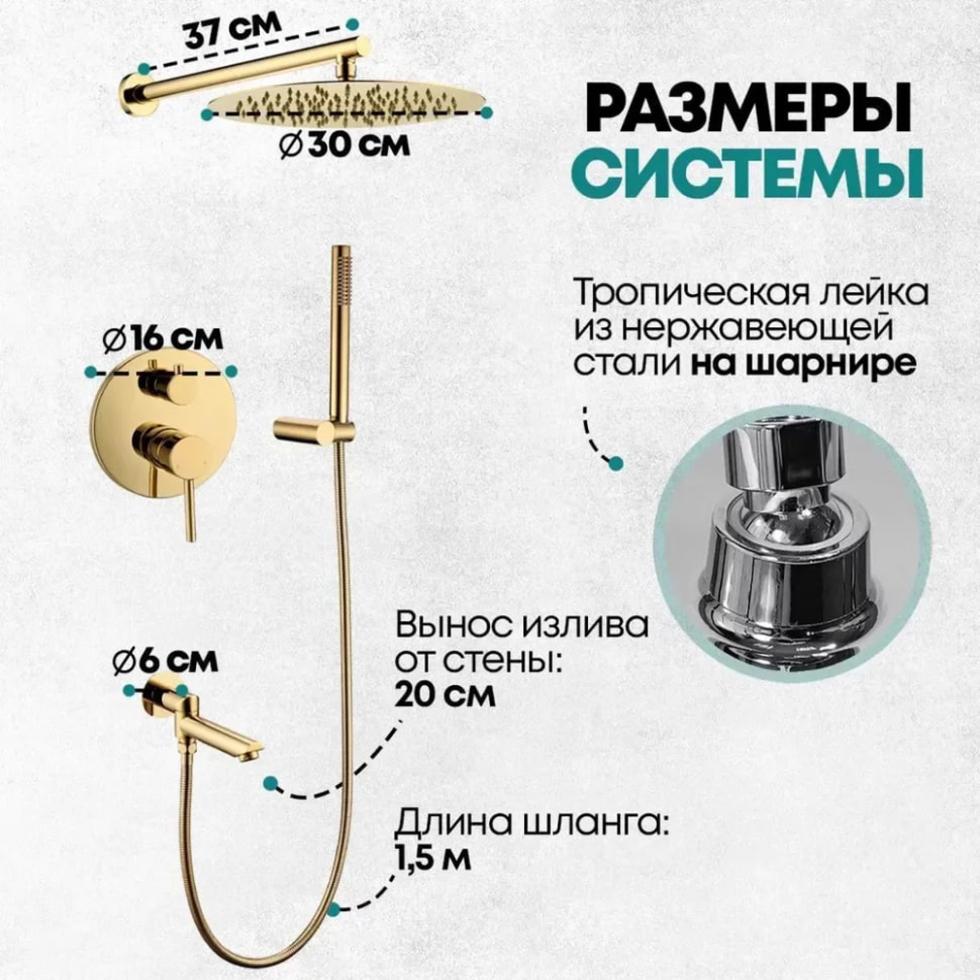 Душевая система  Grocenberg GB5099GO-1 (золото глянец) фото-5