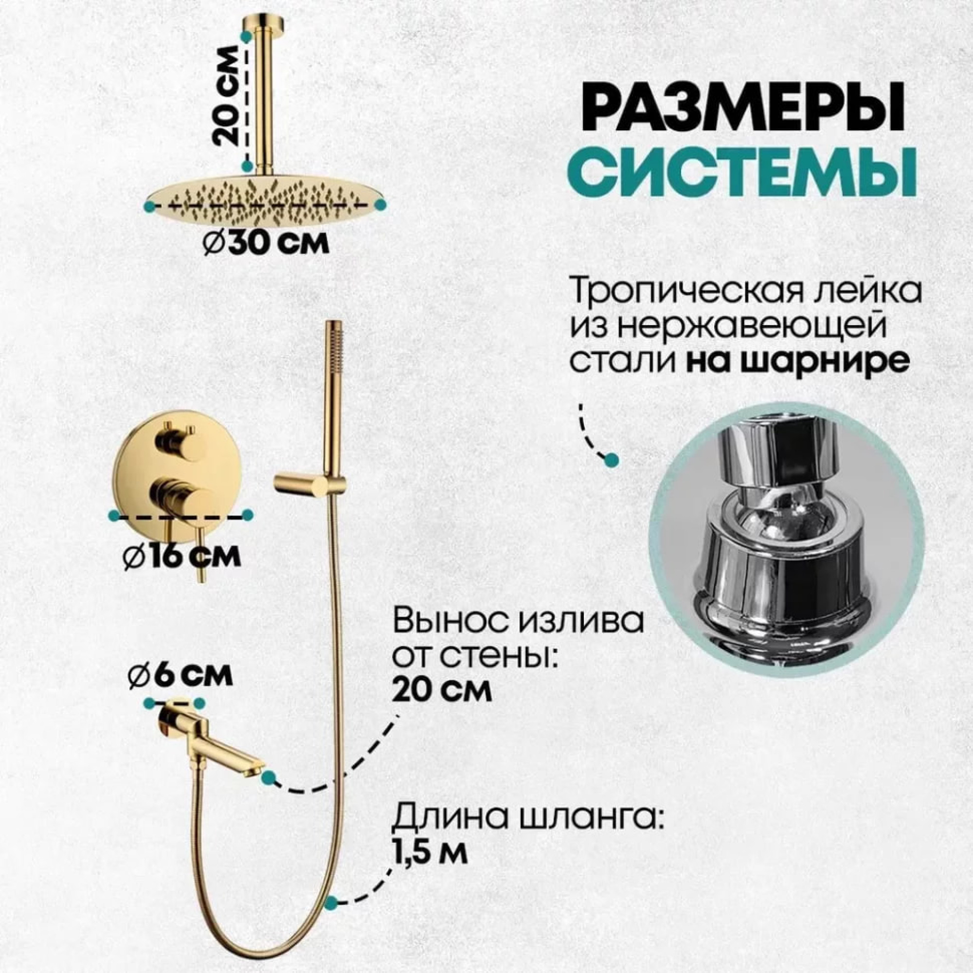 Душевая система  Grocenberg GB5099GO-2 (золото глянец) фото-4