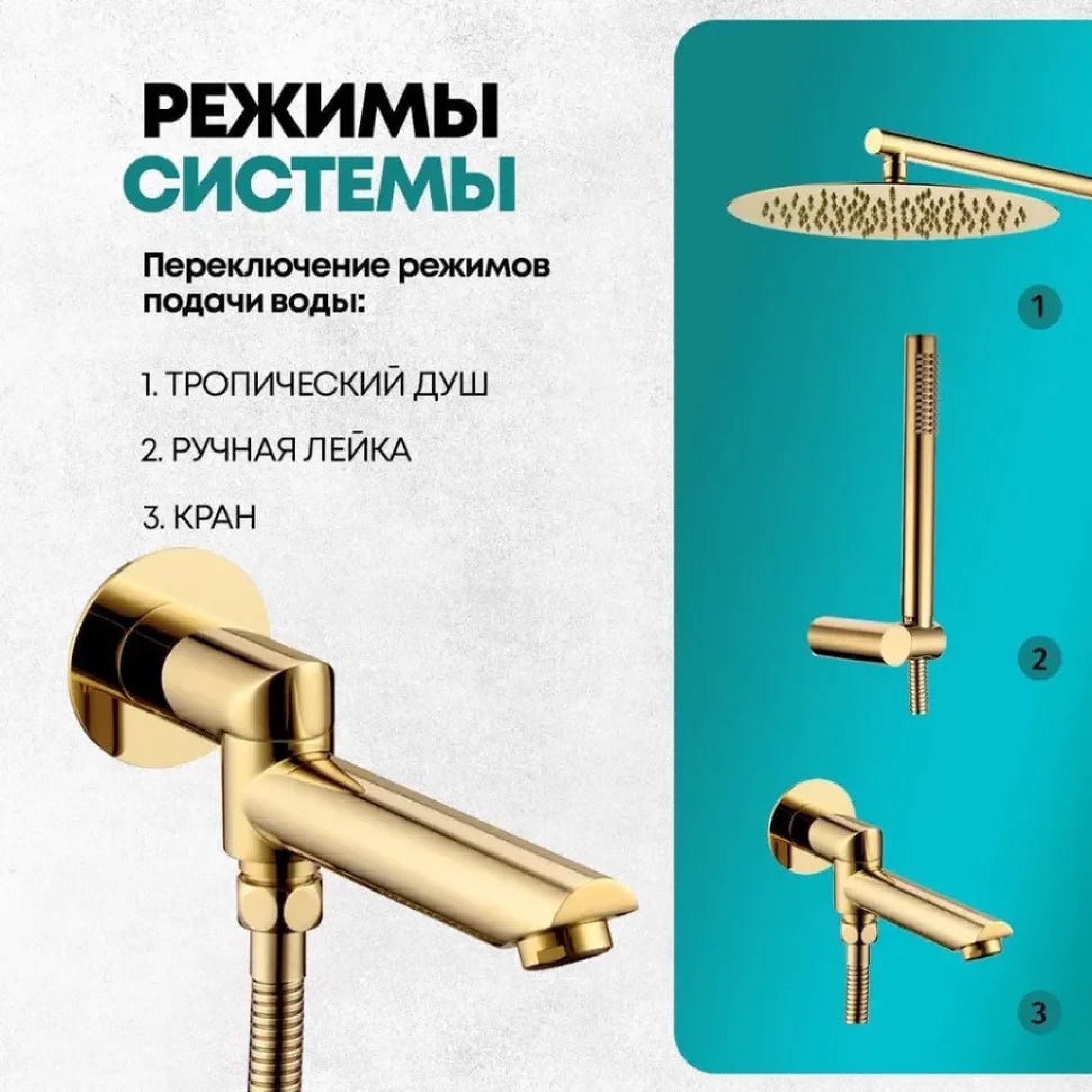 Душевая система  Grocenberg GB5099GO-1 (золото глянец) фото-2