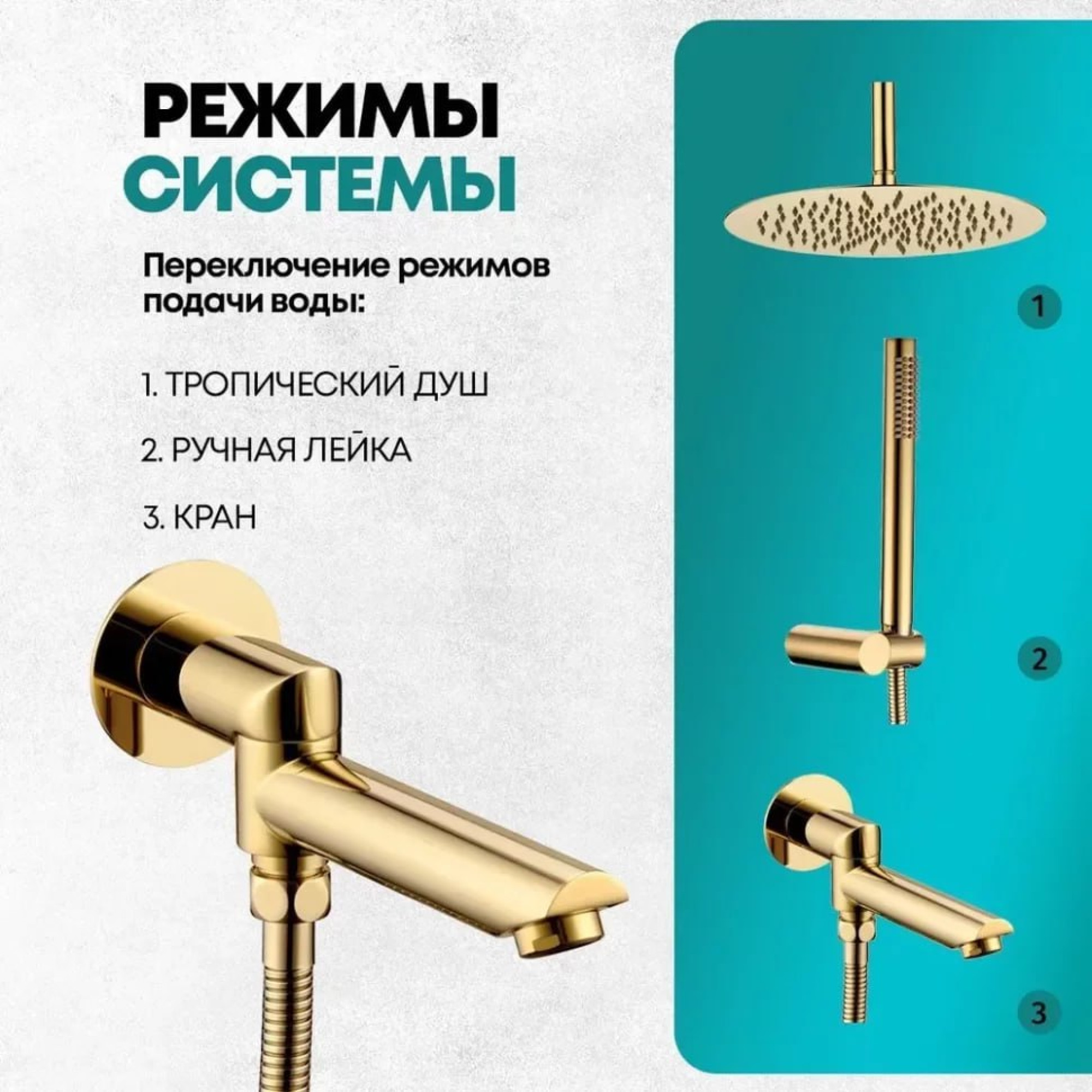 Душевая система  Grocenberg GB5099GO-2 (золото глянец) фото-3