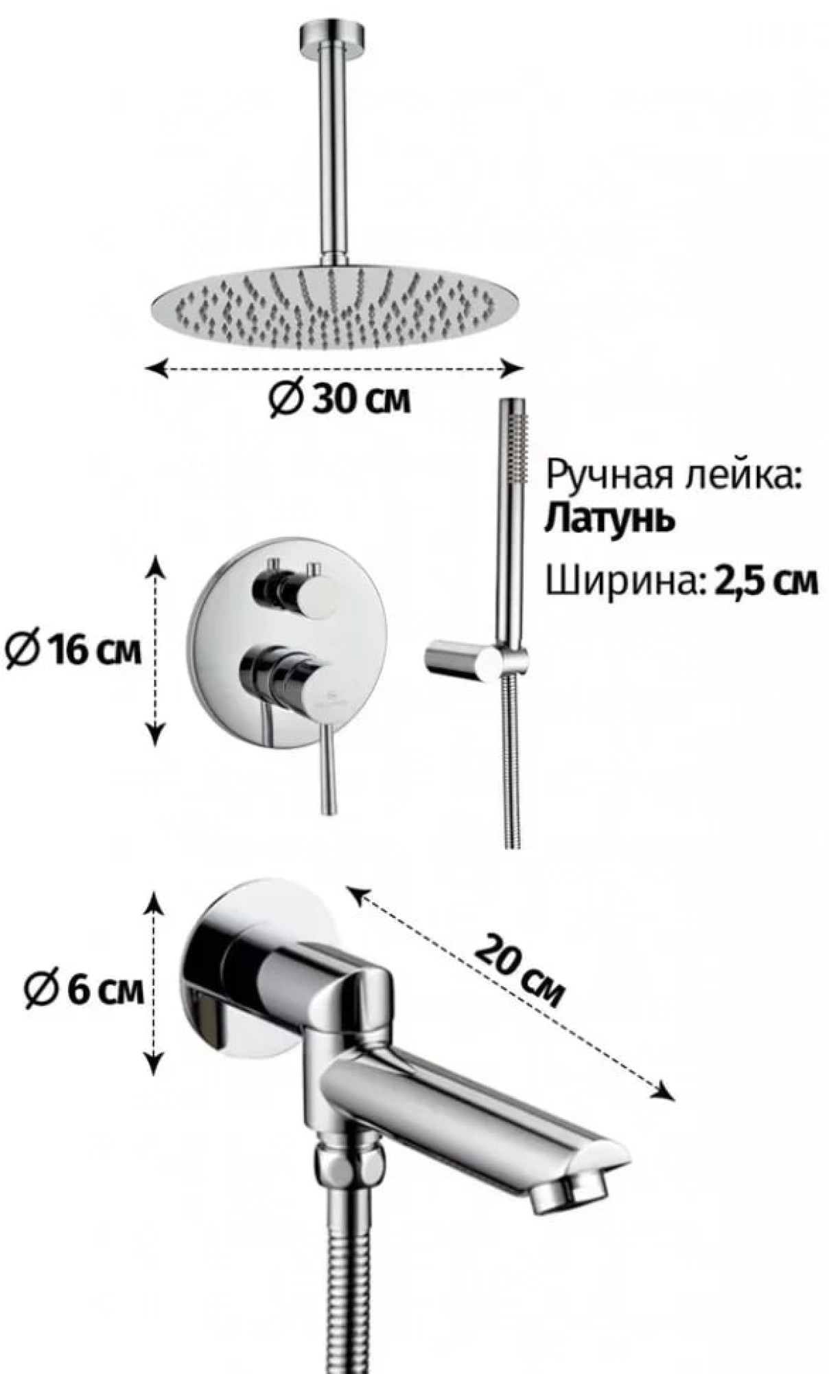 Душевая система  Grocenberg GB5099CR-2 (хром) фото-3
