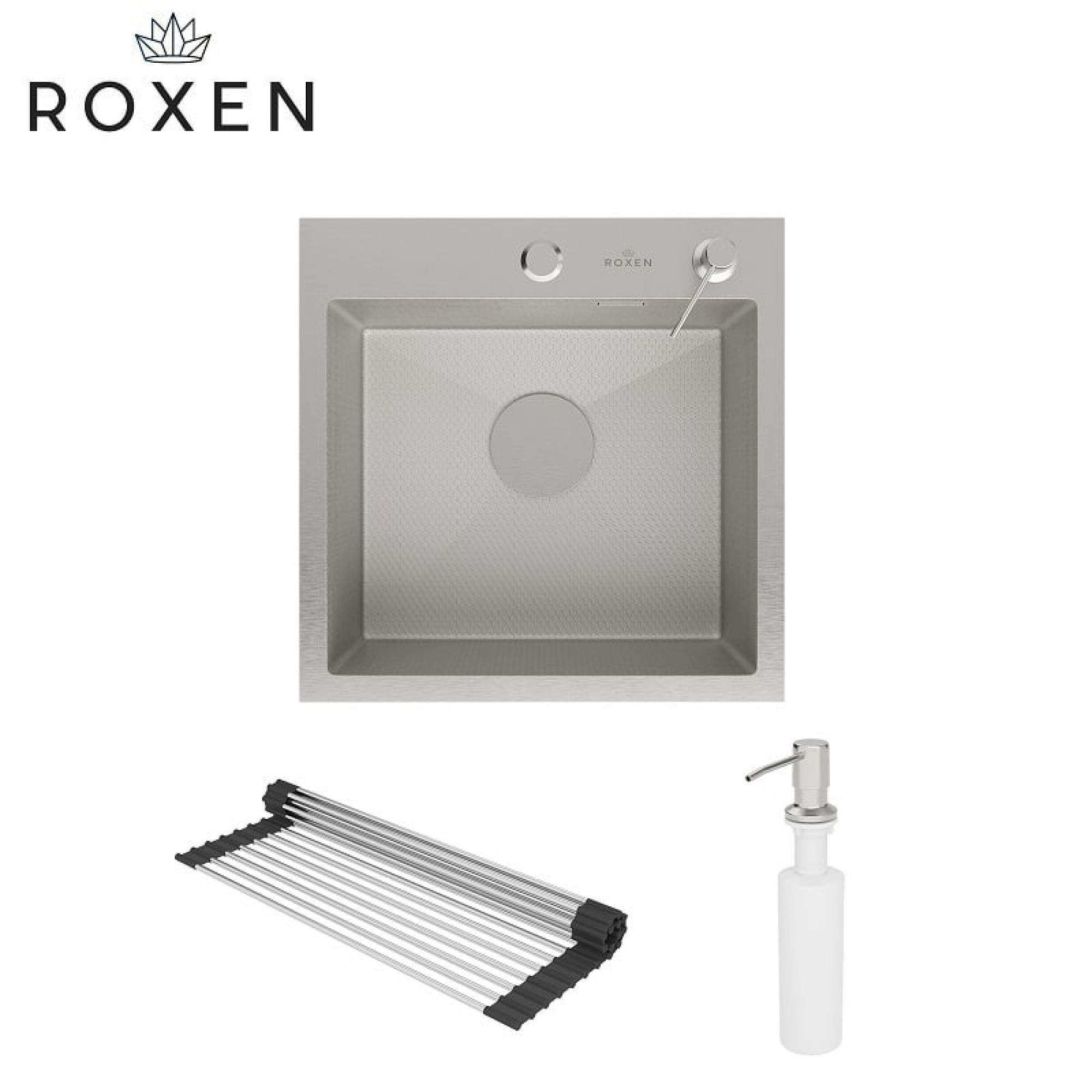Кухонная мойка Roxen Snake 560220-45-S сатин/текстурная поверхность (с ролл-матом и дозатором) фото-2