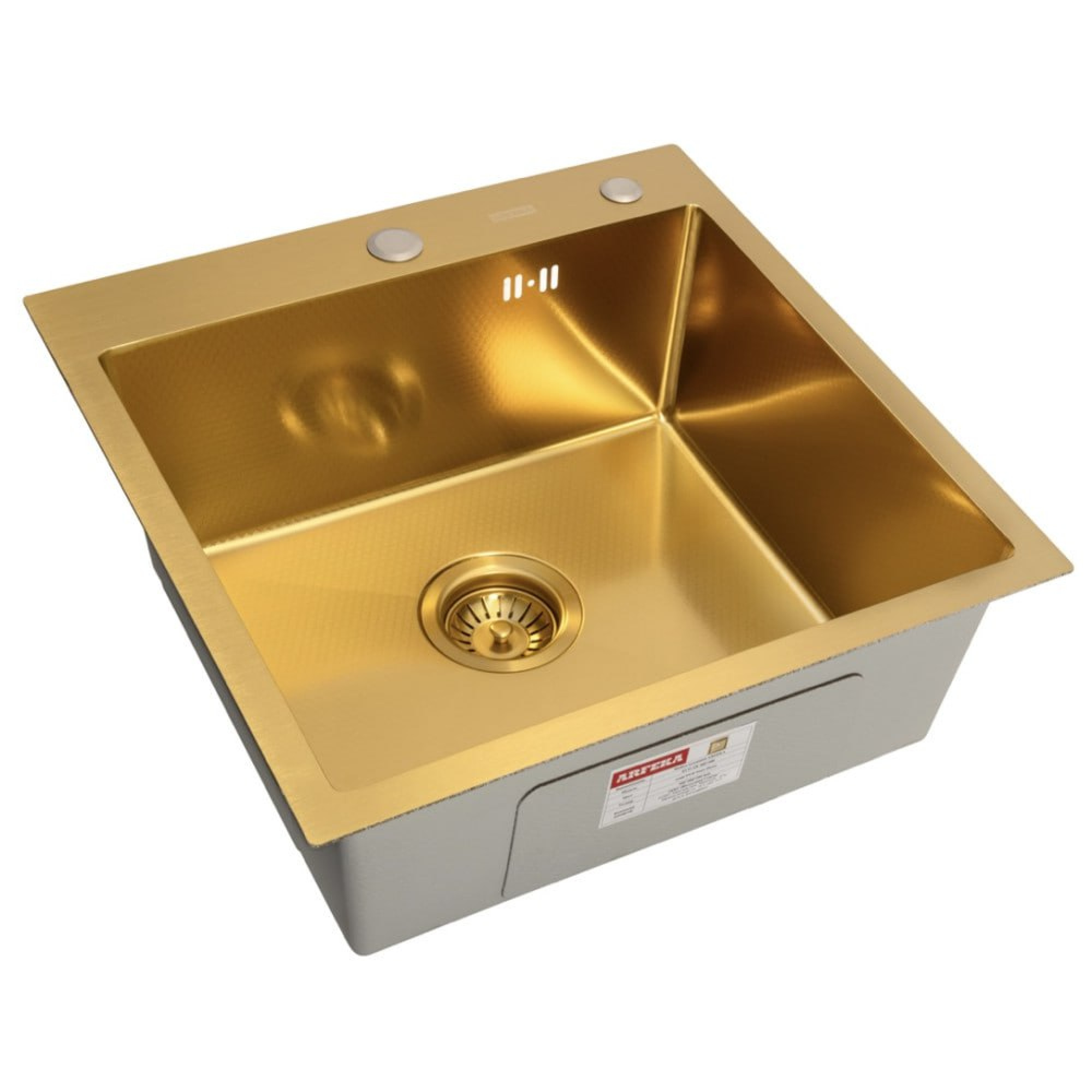 Кухонная мойка ARFEKA Eco AR 500*500 Gold PVD Nano Decor фото-3