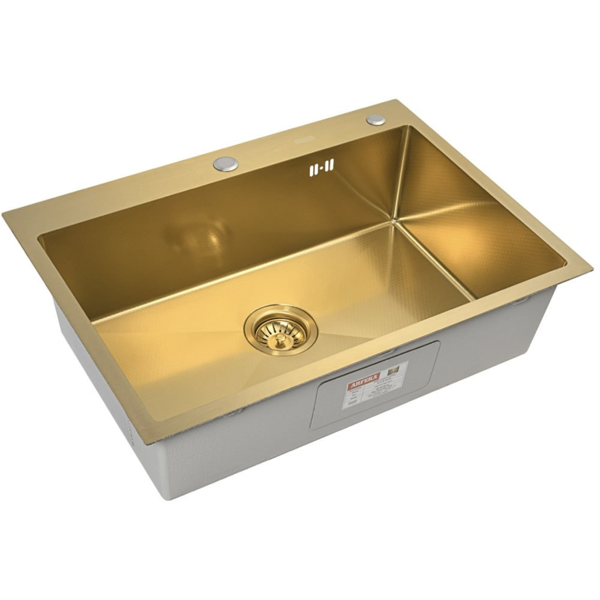 Кухонная мойка ARFEKA ECO AR 700*500 GOLD PVD NANO DECOR фото-3