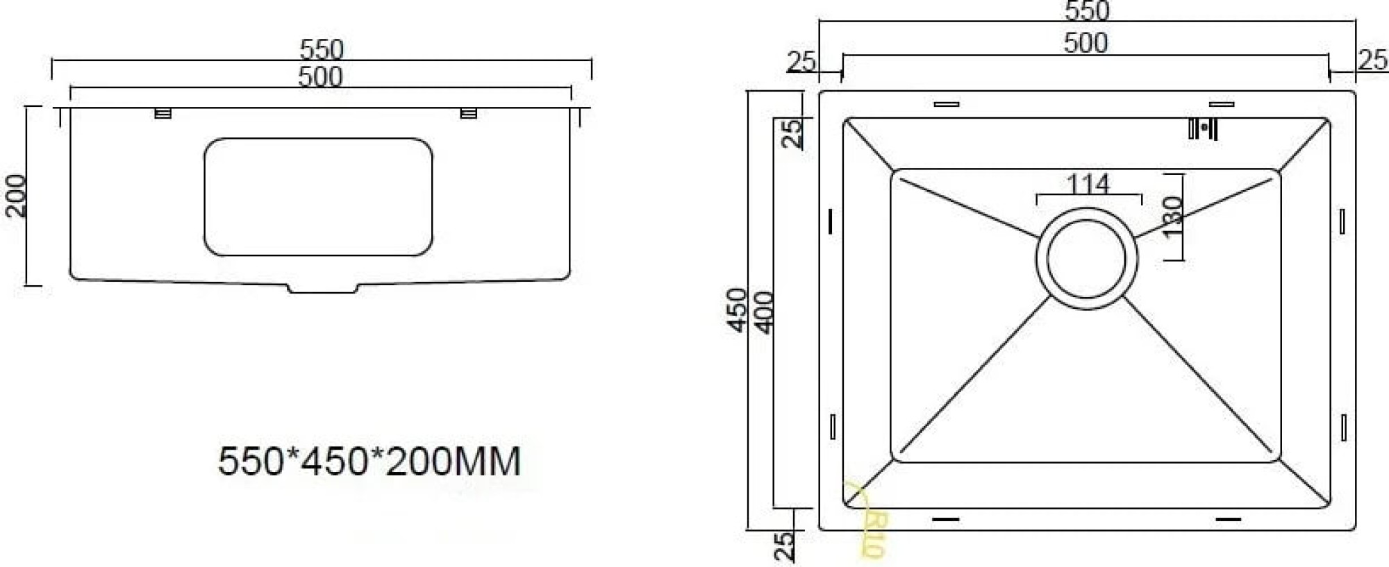 Кухонная мойка ARFEKA ECO AR 550*450 GOLD PVD NANO фото-8