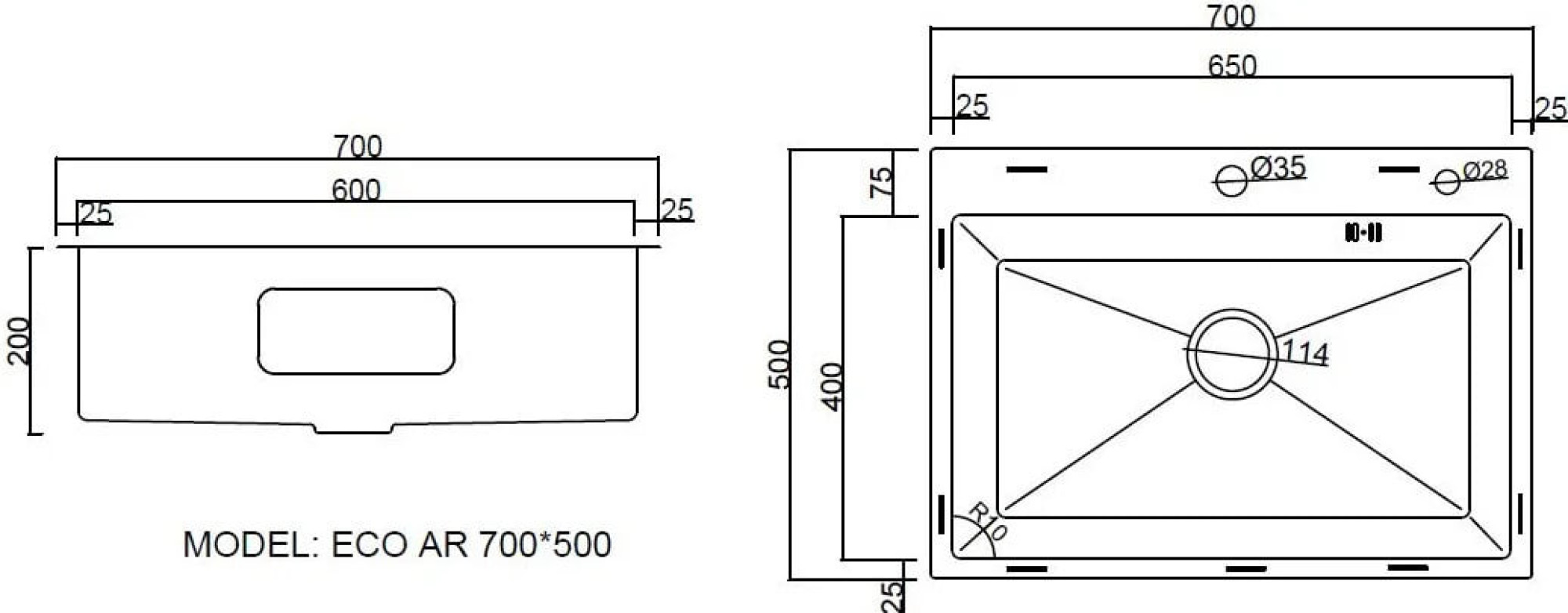 Кухонная мойка ARFEKA ECO AR 700*500 SATIN DECOR фото-8