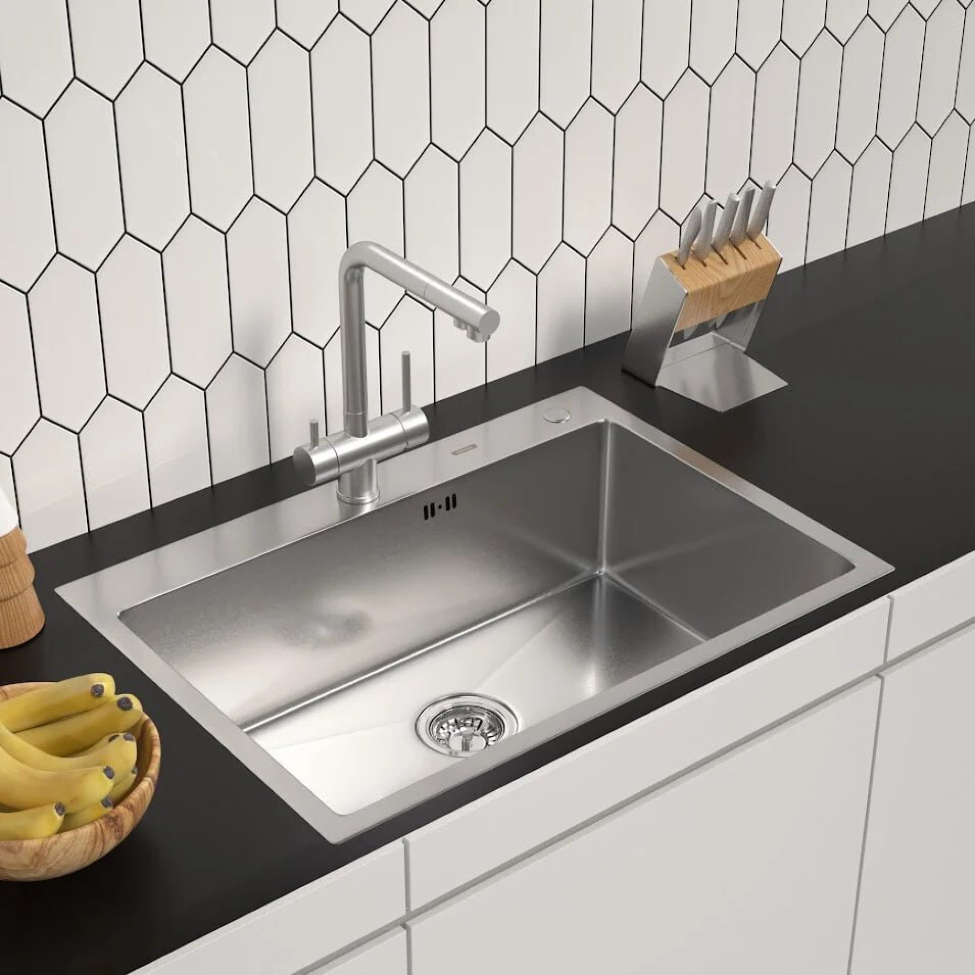 Кухонная мойка ARFEKA ECO AR 700*500 SATIN DECOR VOLCANIC ROCK