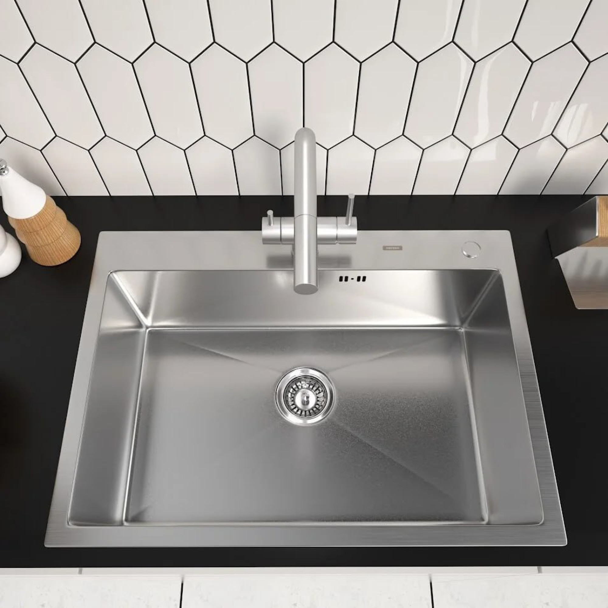 Кухонная мойка ARFEKA ECO AR 700*500 SATIN DECOR VOLCANIC ROCK фото-5