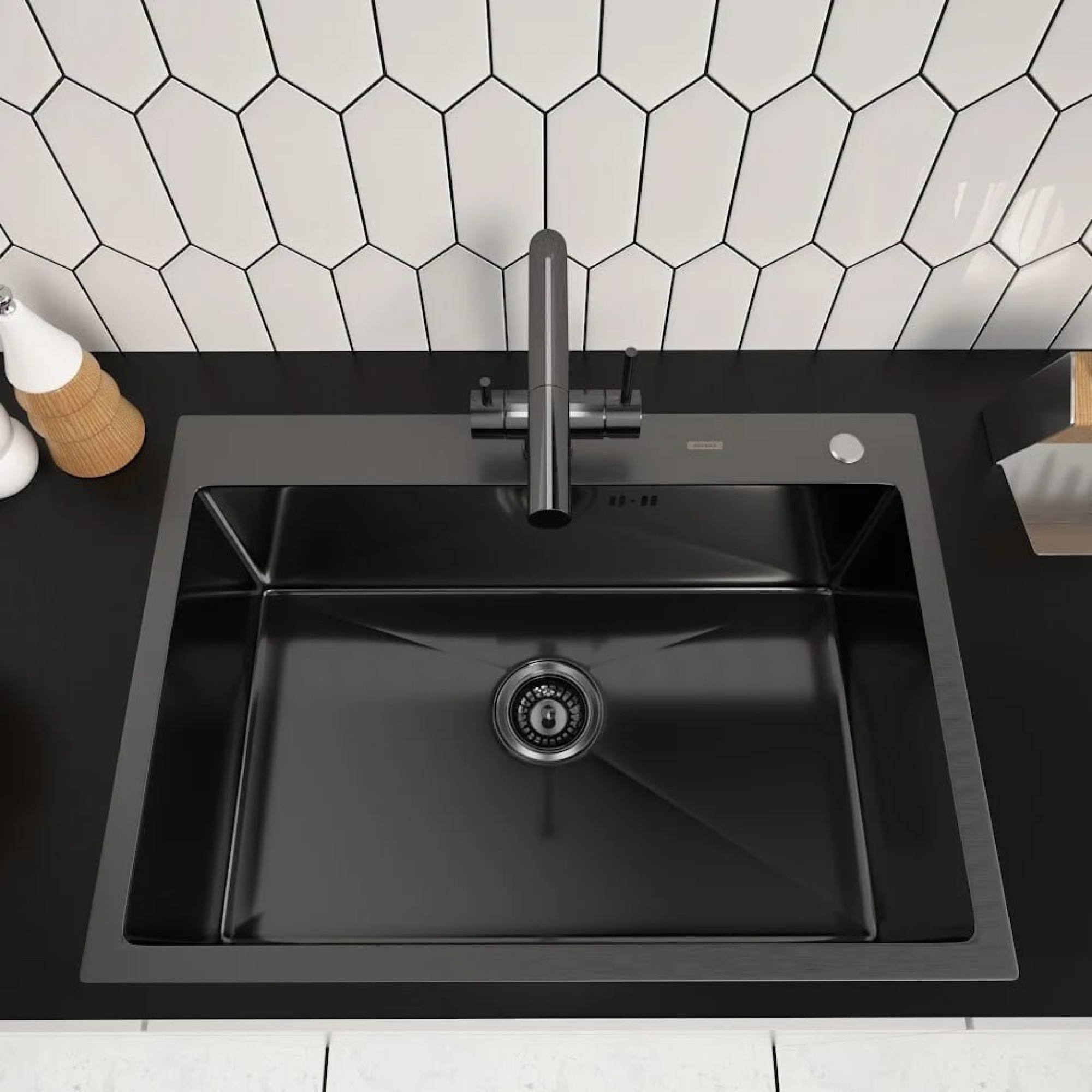 Кухонная мойка ARFEKA ECO AR 700*500 BLACK PVD NANO фото-2