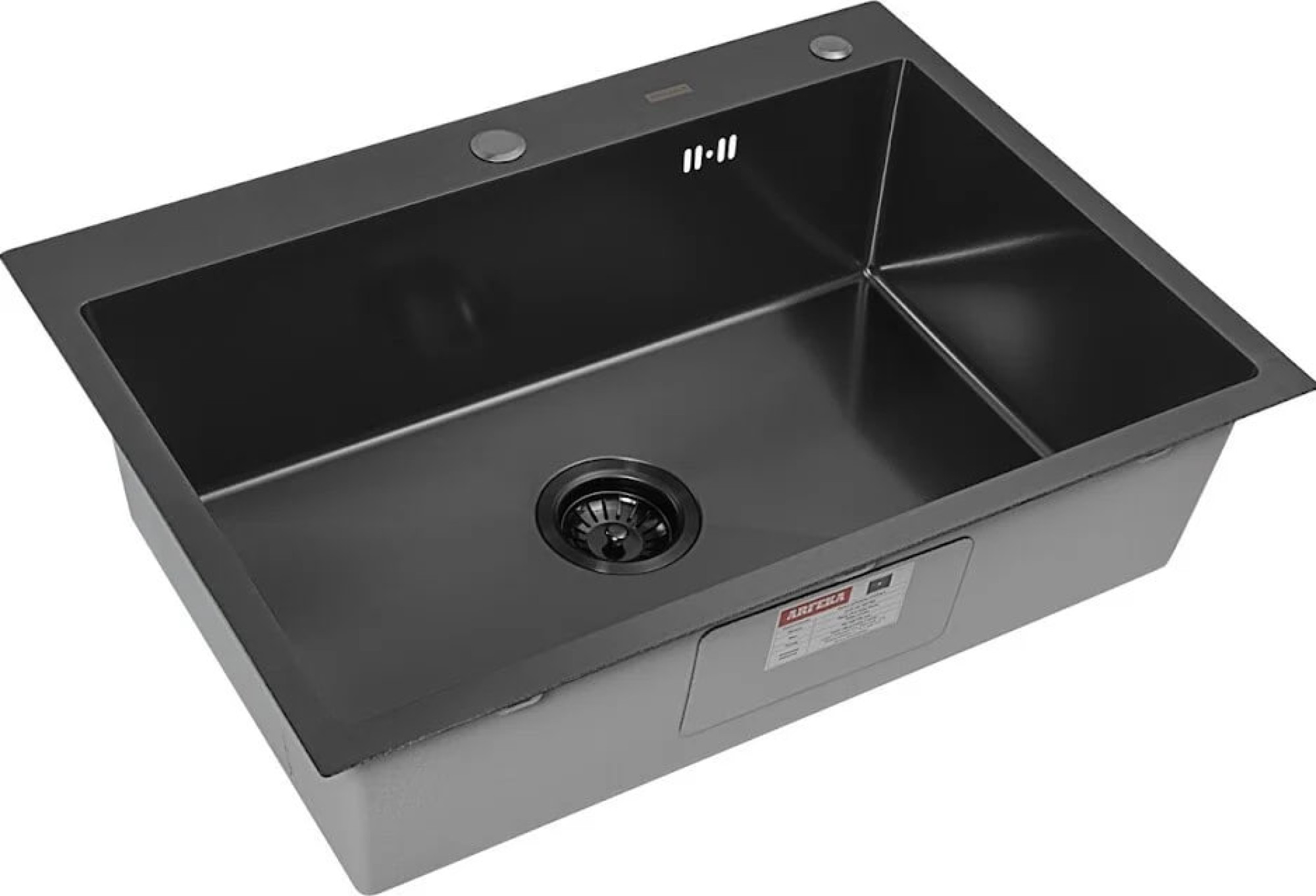 Кухонная мойка ARFEKA ECO AR 700*500 BLACK PVD NANO DECOR MILLET GRAINS фото-3