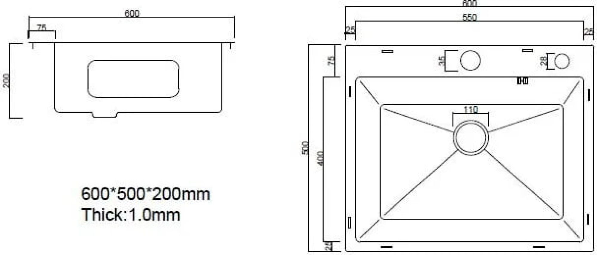 Кухонная мойка ARFEKA Eco AR 600*500 Black PVD Nano Decor фото-8