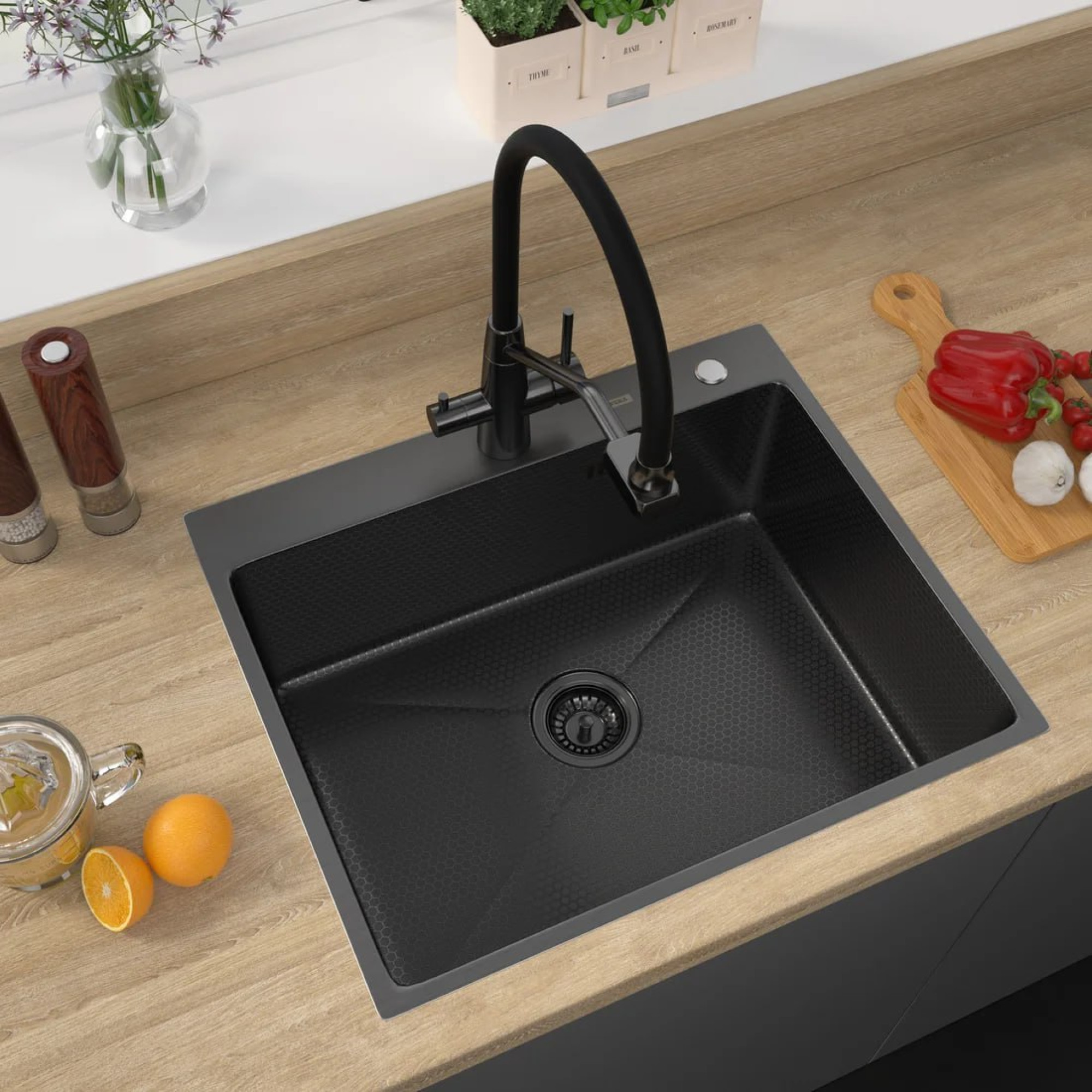 Кухонная мойка ARFEKA Eco AR 600*500 Black PVD Nano Decor фото-2