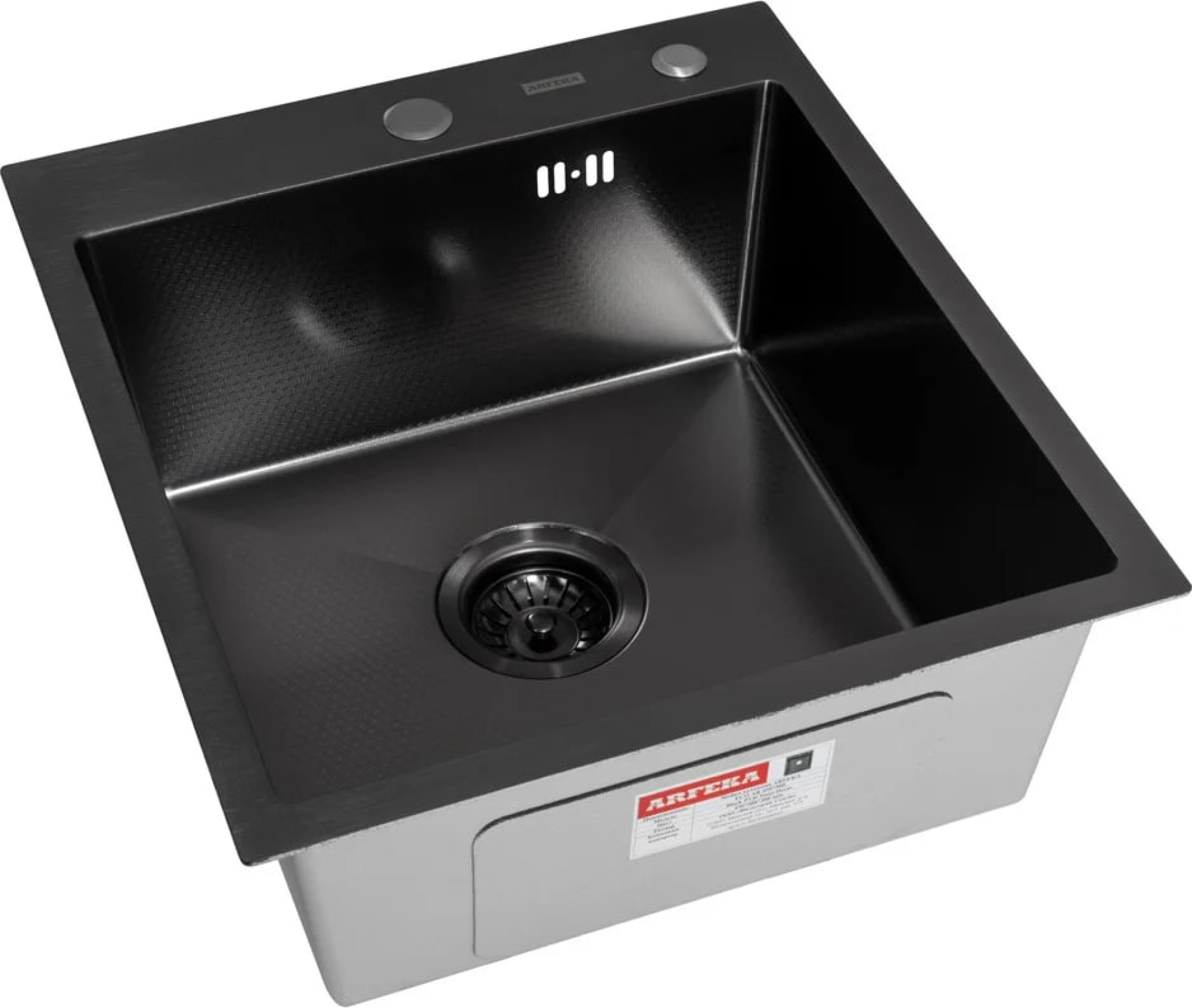 Кухонная мойка ARFEKA ECO AR 450*500 BLACK PVD NANO DECOR фото-3