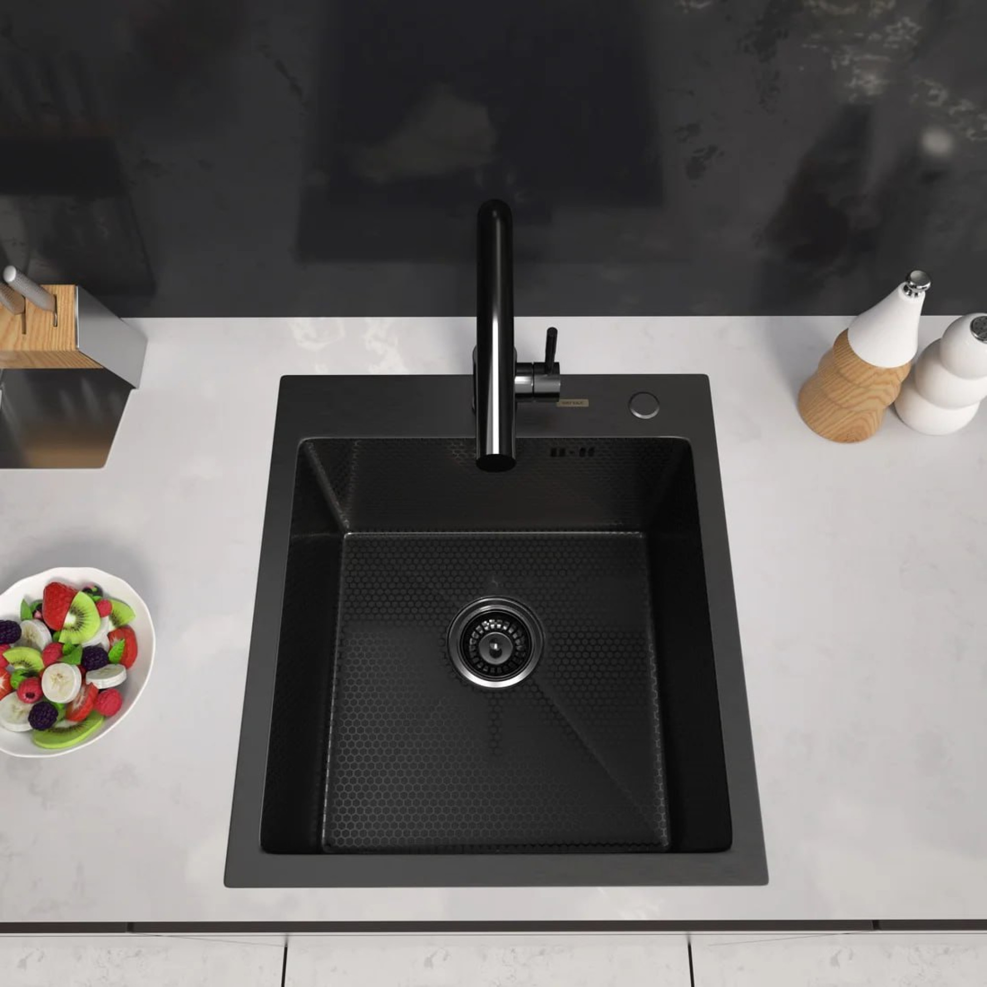 Кухонная мойка ARFEKA ECO AR 450*500 BLACK PVD NANO DECOR фото-2