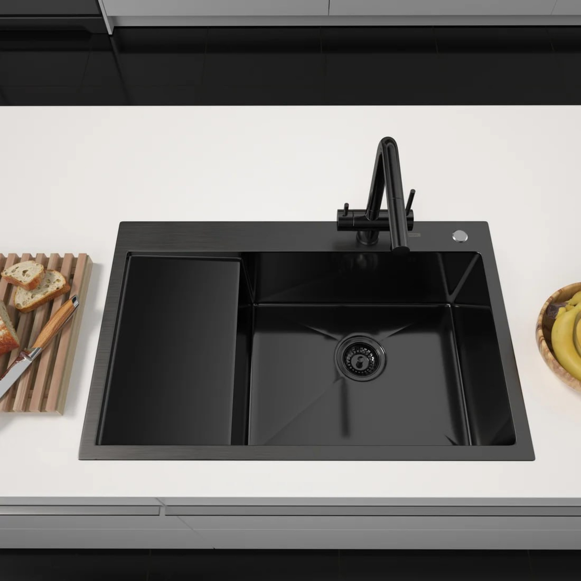Кухонная мойка ARFEKA ECO AR 780*500 R BLACK PVD NANO фото-2