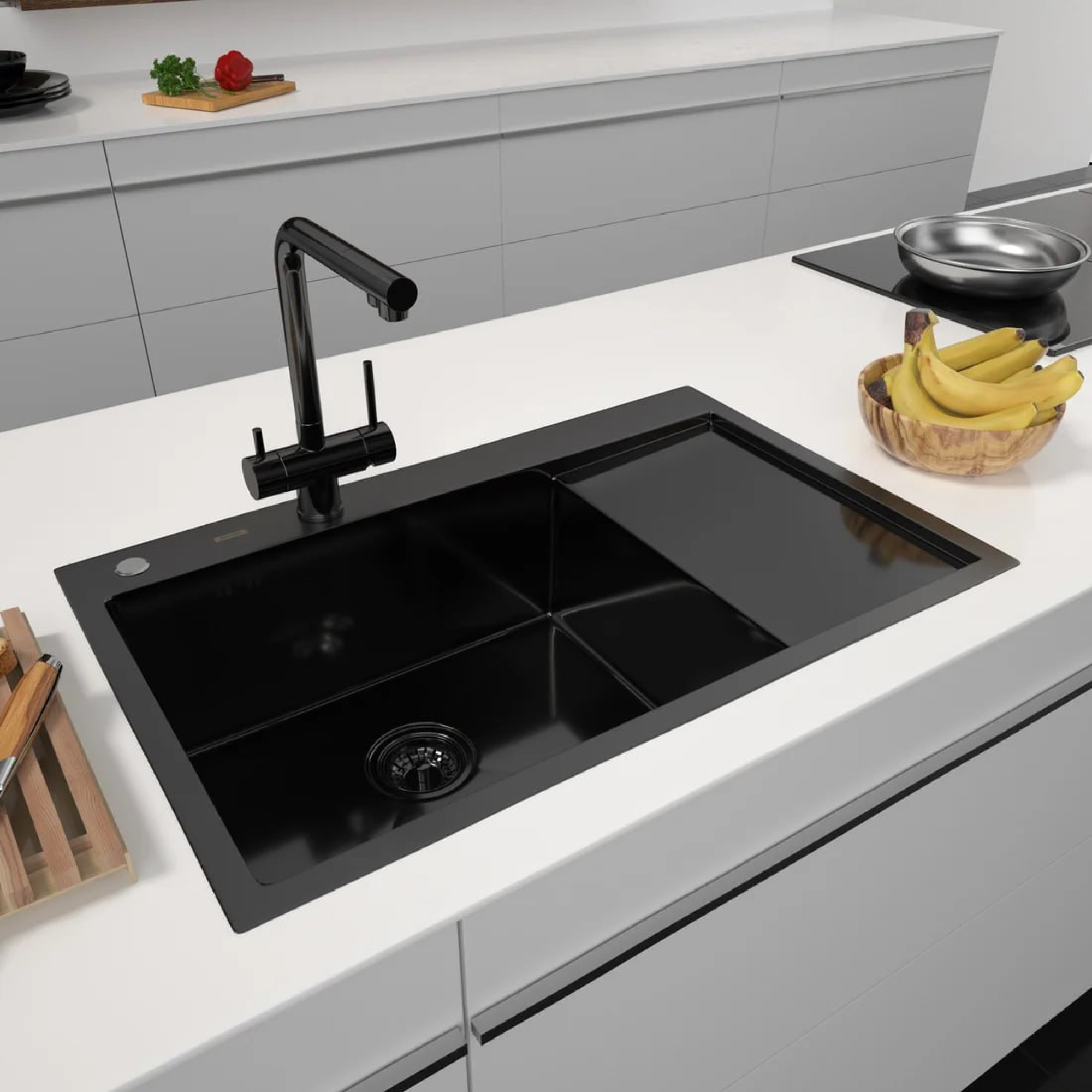 Кухонная мойка ARFEKA ECO AR 780*500 L BLACK PVD NANO
