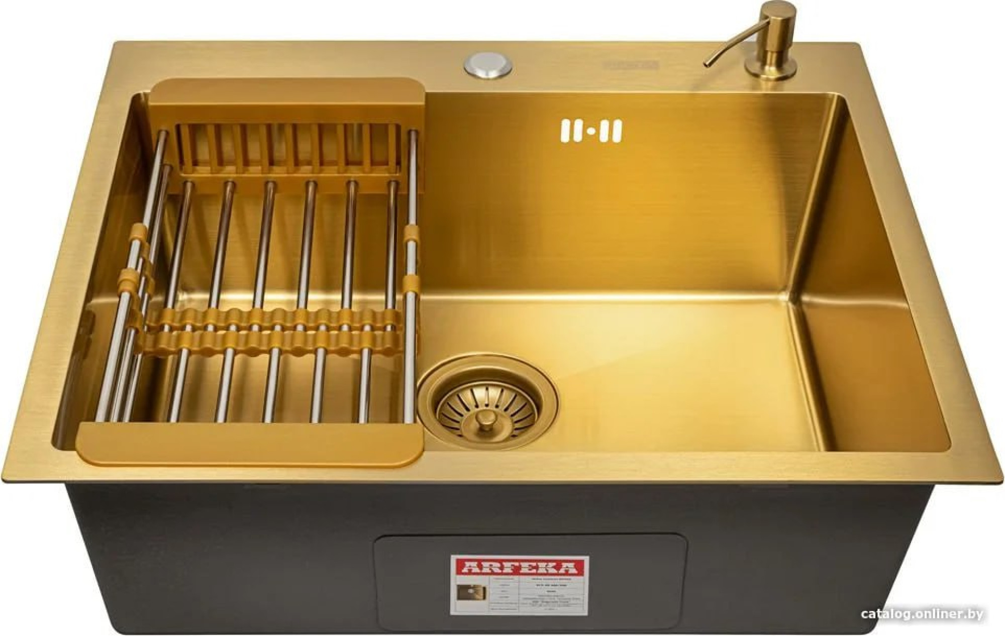 Кухонная мойка ARFEKA ECO AR мойка 600*500, коландер, дозатор GOLD фото-3