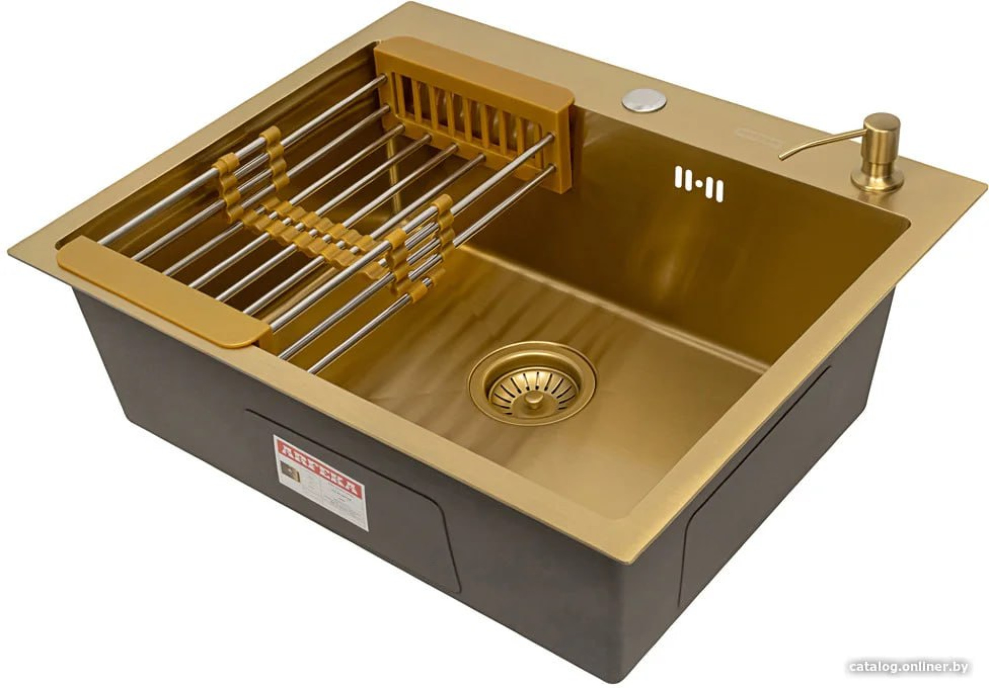 Кухонная мойка ARFEKA ECO AR мойка 600*500, коландер, дозатор GOLD фото-2