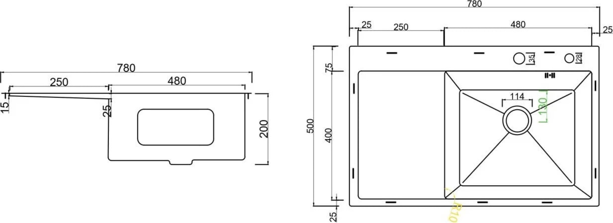 Кухонная мойка ARFEKA ECO AR 780*500 R SATIN фото-7