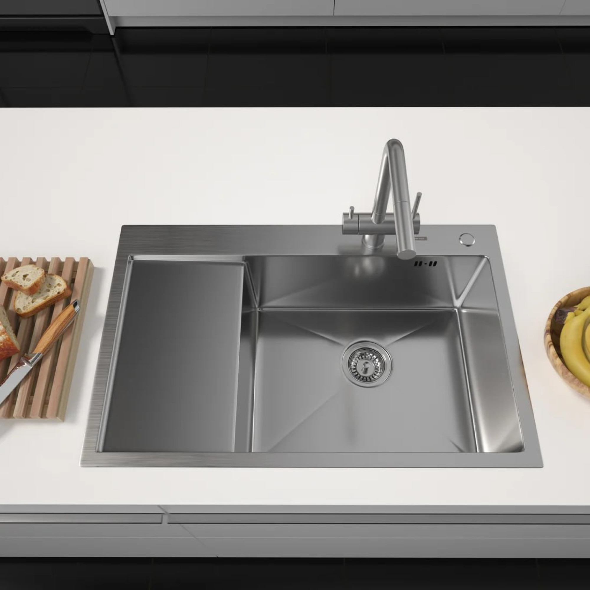 Кухонная мойка ARFEKA ECO AR 780*500 R SATIN фото-2