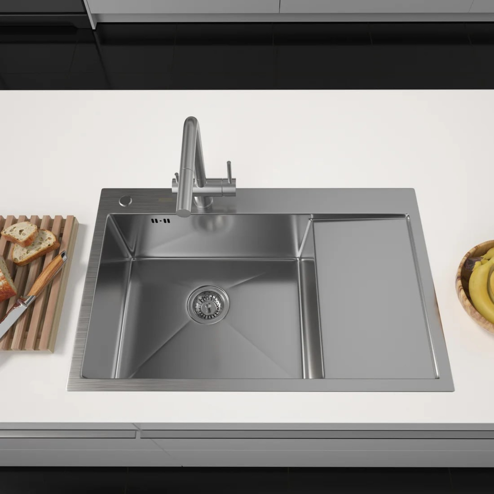 Кухонная мойка ARFEKA ECO AR 780*500 L SATIN фото-2