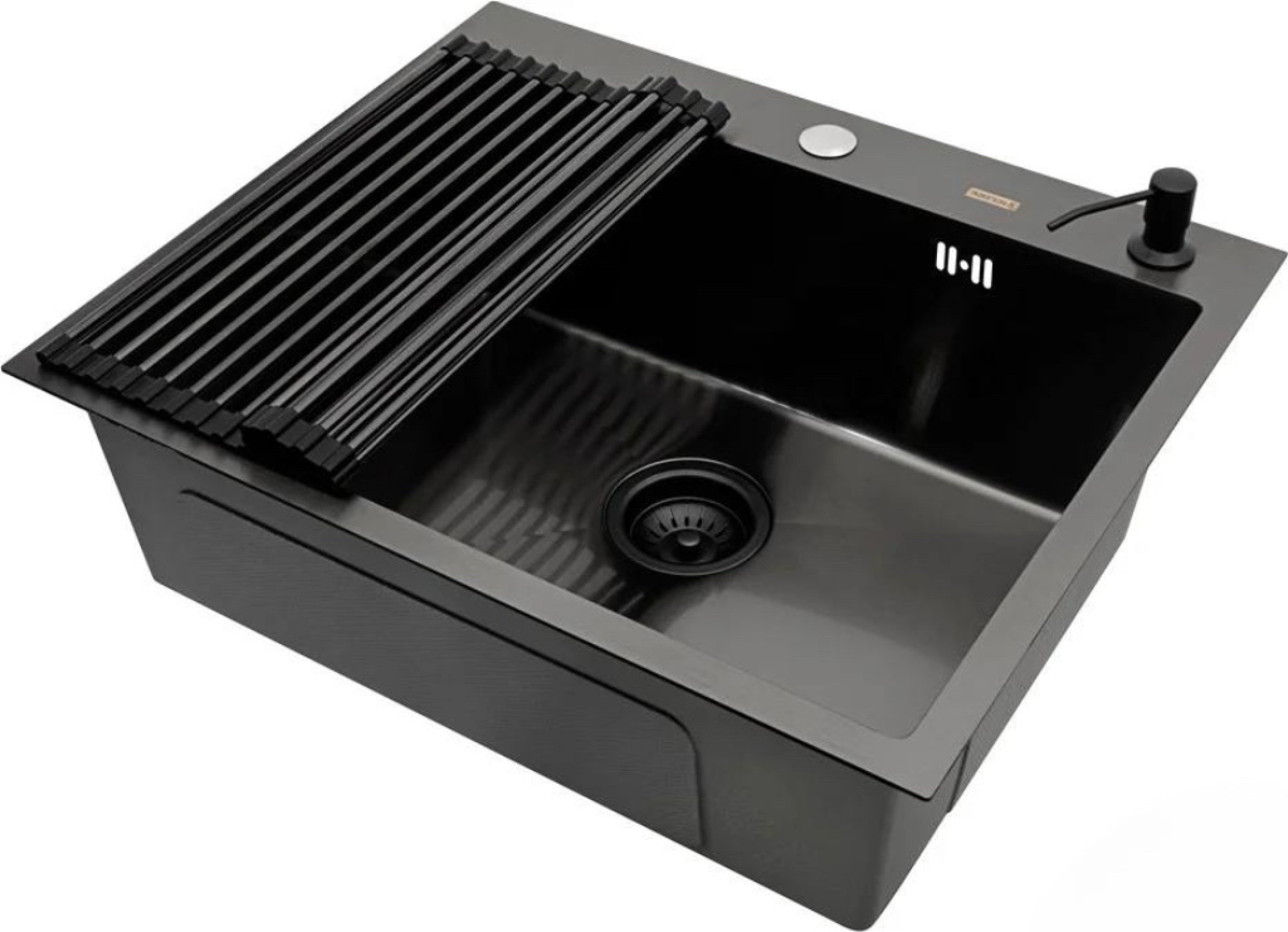 Кухонная мойка ARFEKA ECO AR мойка 600*500, роллер-мат, дозатор Black фото-2