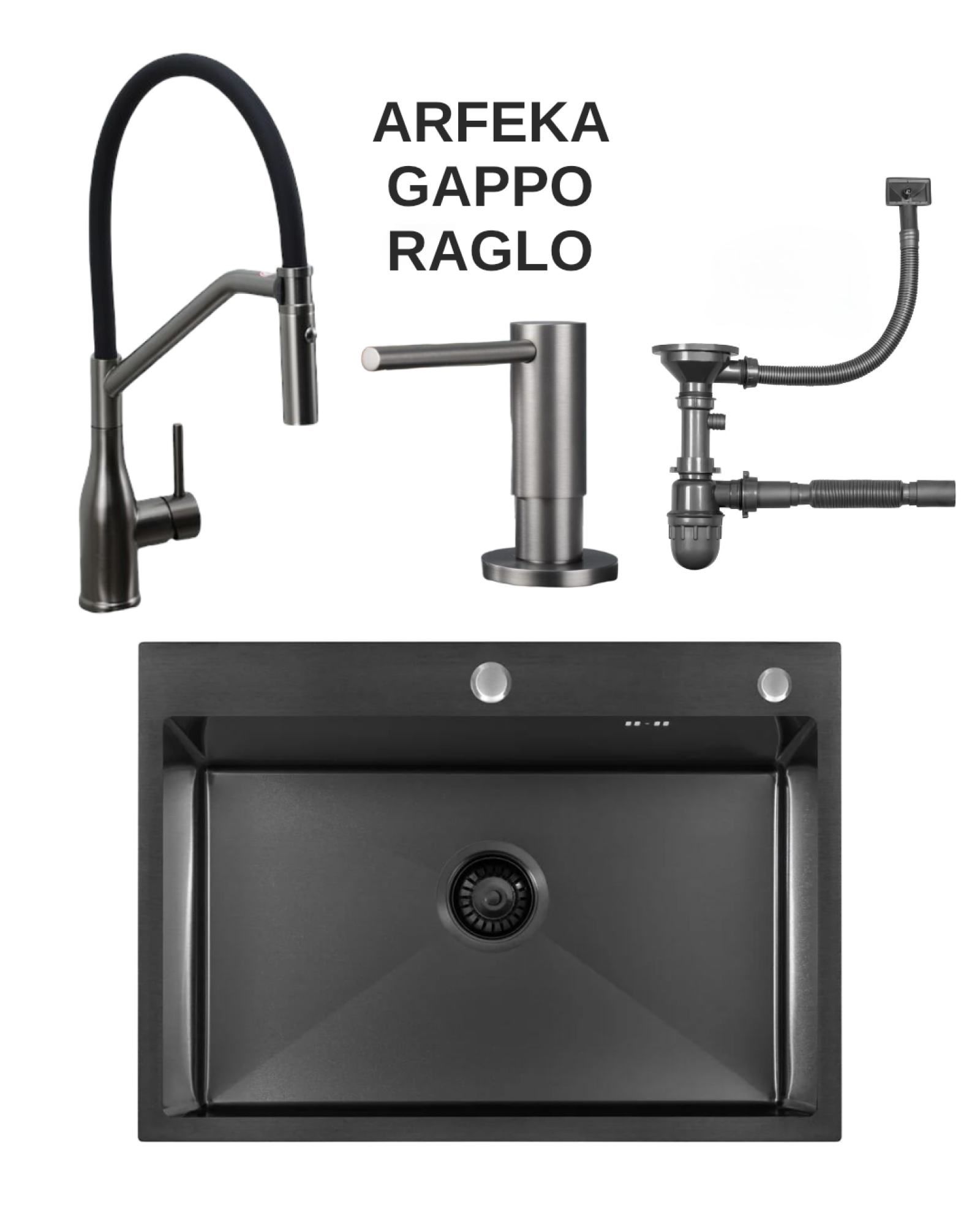 Комплект ARFEKA GAPPO RAGLO #7050B ARFEKA ECO AR 700*500 BLACK PVD NANO Gappo G4098-19 Raglo R720.02.09 