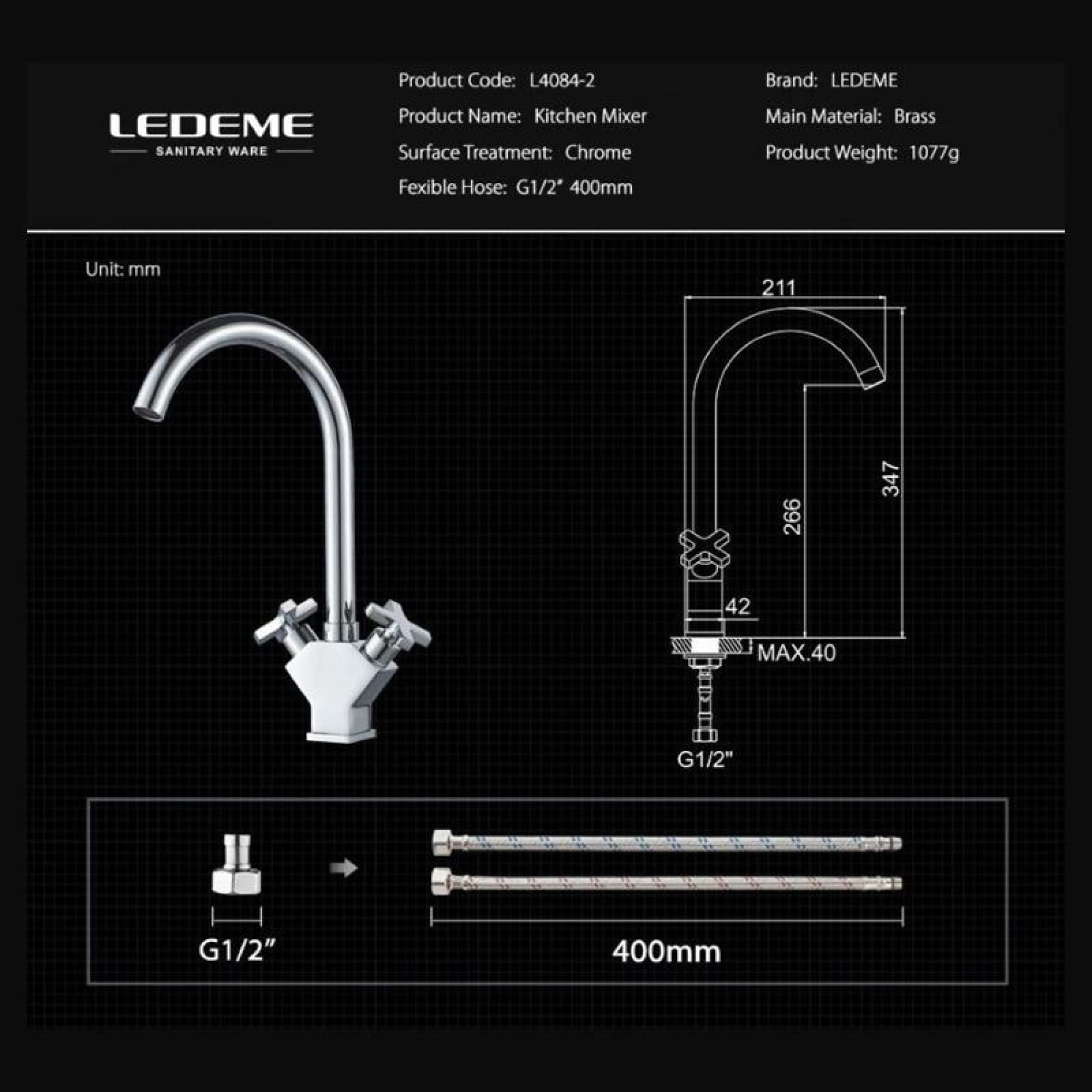 Смеситель Ledeme H84 L4084-2 фото-3 Смеситель Ledeme H84 L4084-2 фото-3