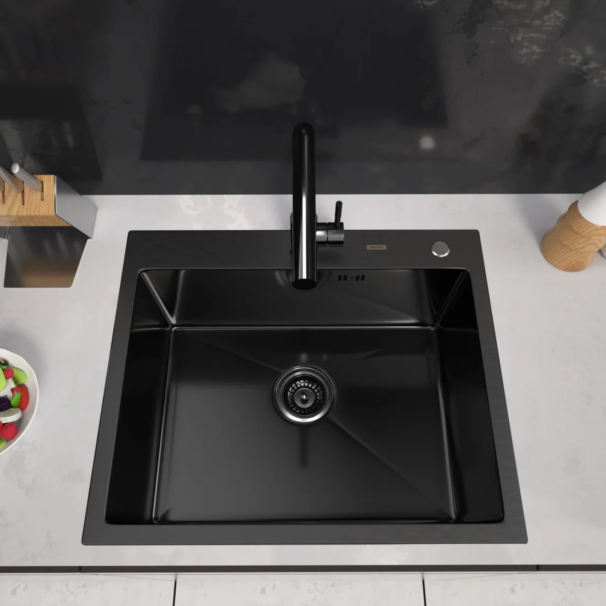 Кухонная мойка ARFEKA Eco AR 600*450 Black PVD Nano фото-2 Кухонная мойка ARFEKA Eco AR 600*450 Black PVD Nano фото-2