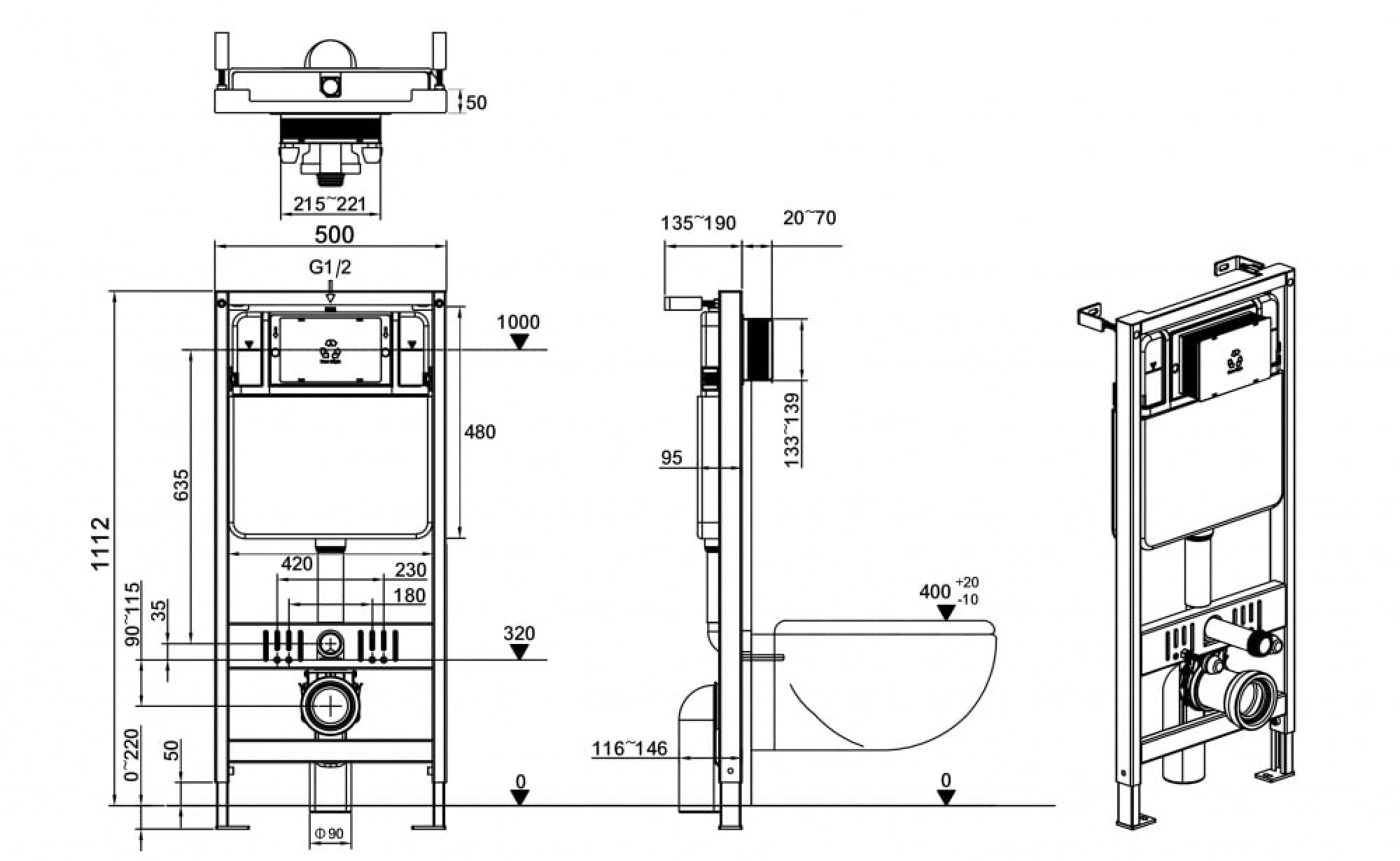 Инсталляция для подвесного унитаза (БЕЗ КНОПКИ) GANZER GZ 27001 - фото2